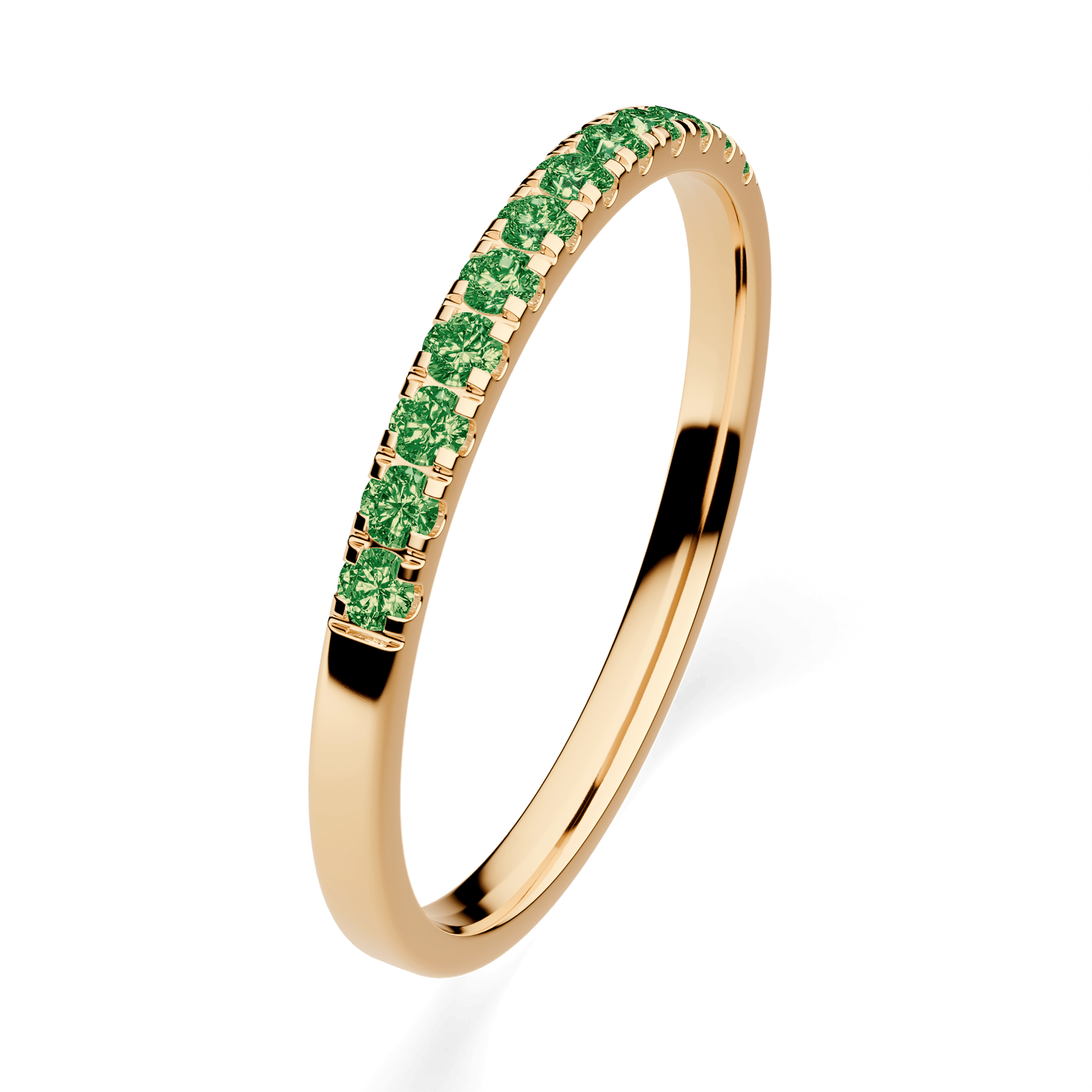 Dostawka Rosie z żółtego złota z ciemnym zielonym diamentem laboratoryjnym 0,18ct