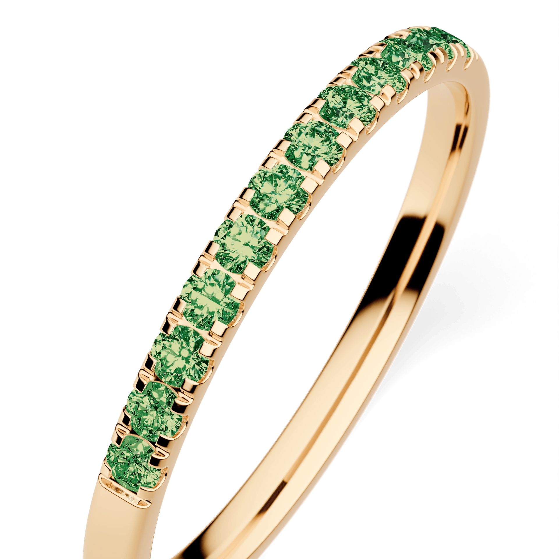 Dostawka Rosie z żółtego złota z ciemnym zielonym diamentem laboratoryjnym 0,18ct