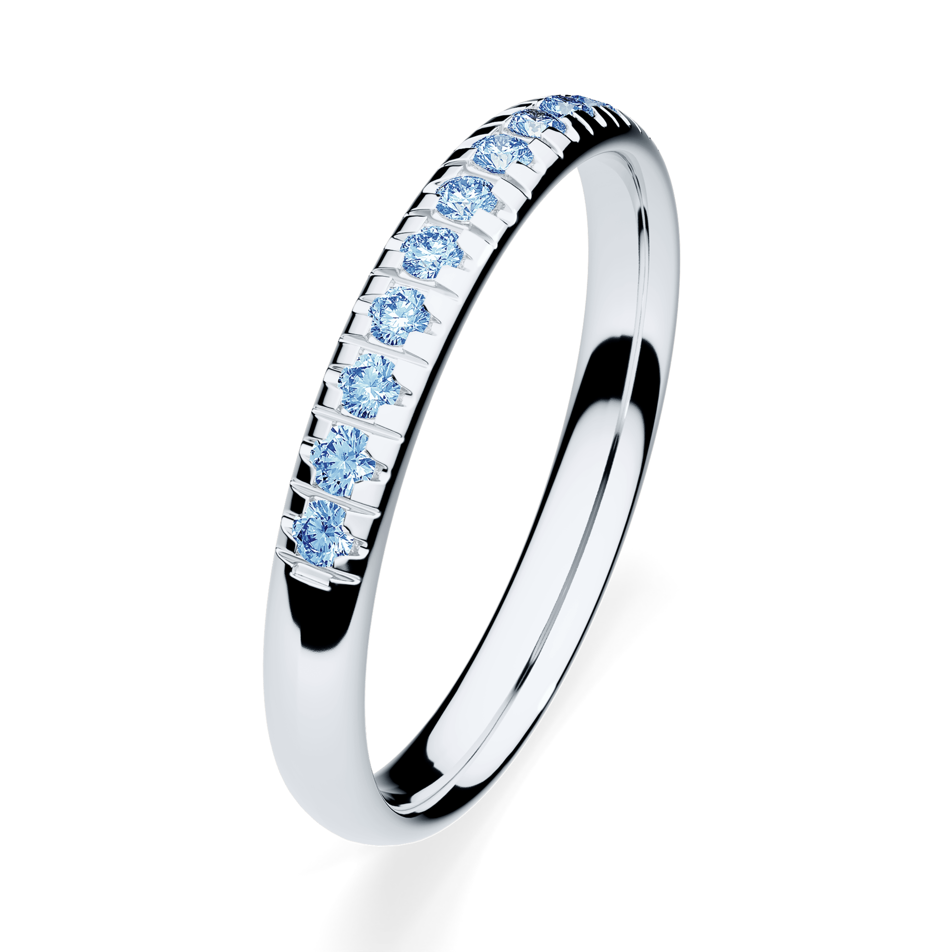 Dostawka Sunshine z białego złota z niebieskim diamentem 0,18ct