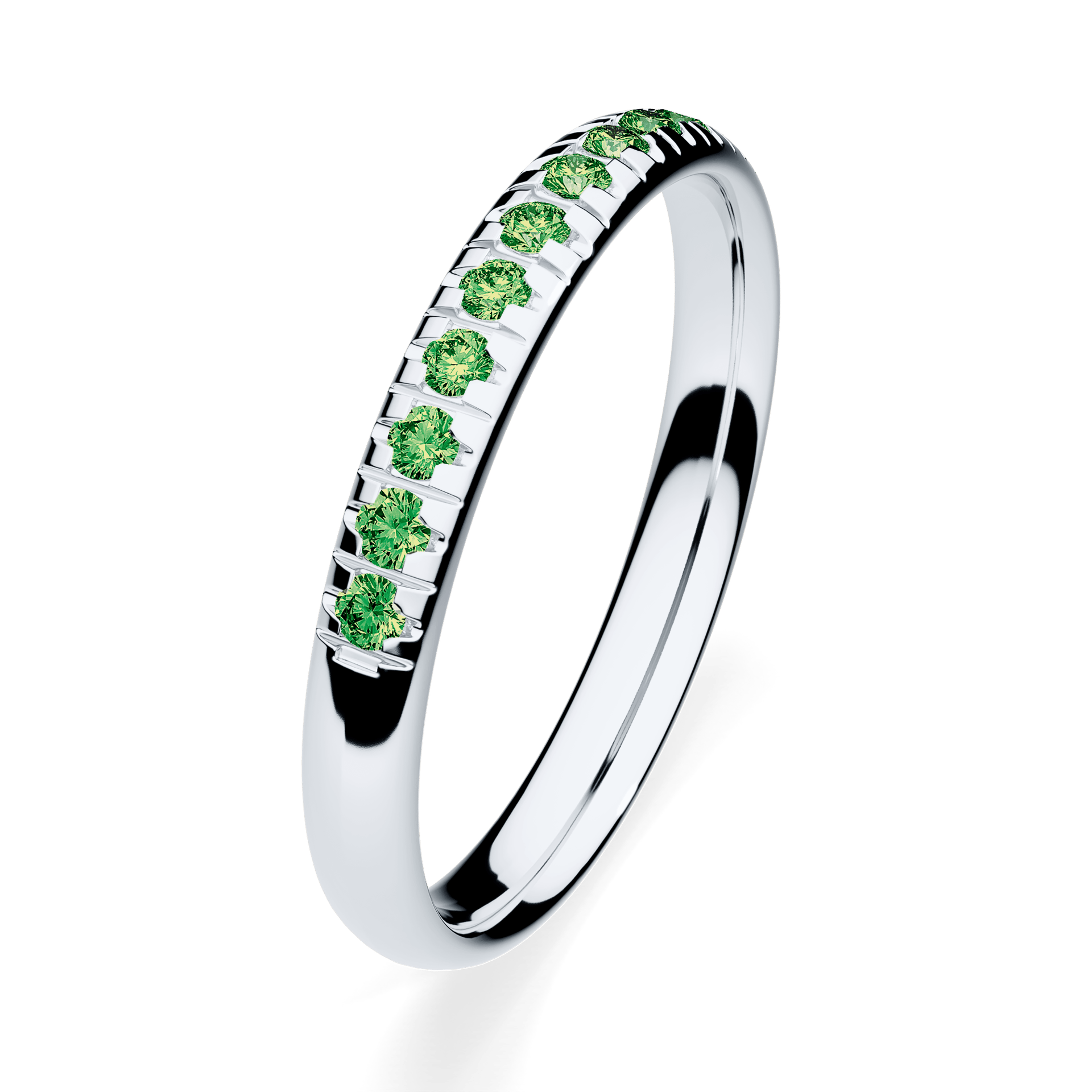 Dostawka Sunshine z białego złota z ciemnym zielonym diamentem 0,18ct