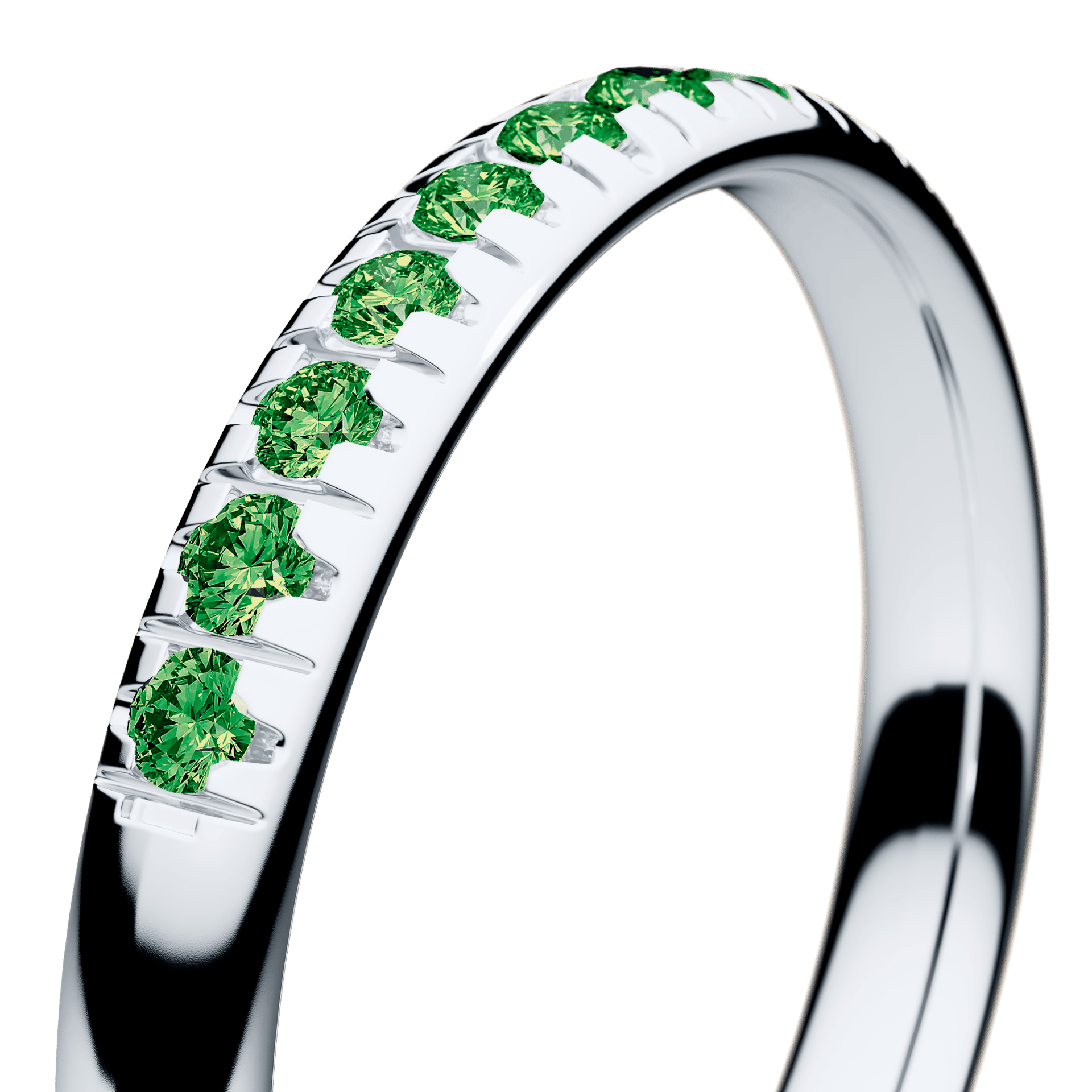 Dostawka Sunshine z białego złota z ciemnym zielonym diamentem 0,18ct