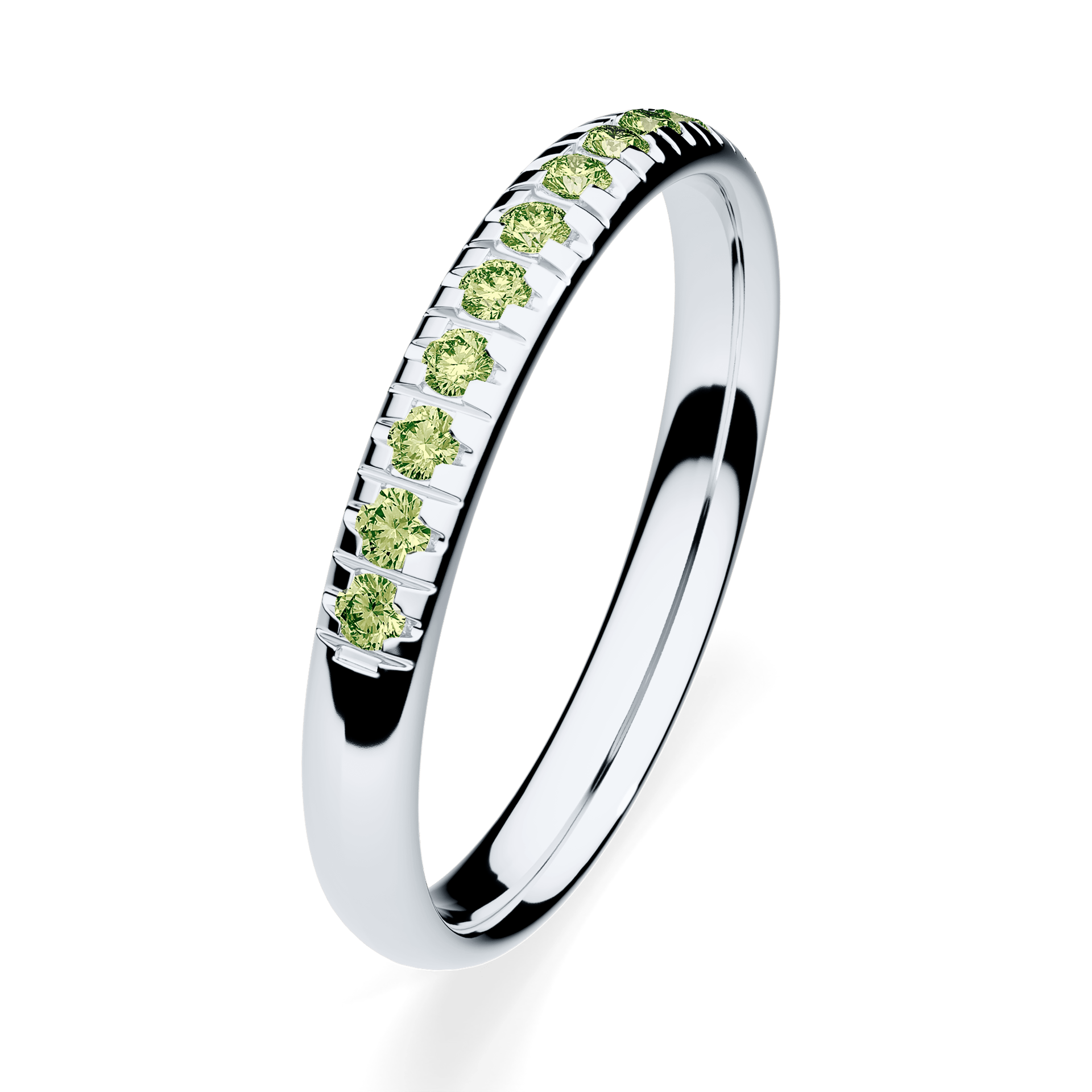 Dostawka Sunshine z białego złota z jasnym zielonym diamentem 0,18ct