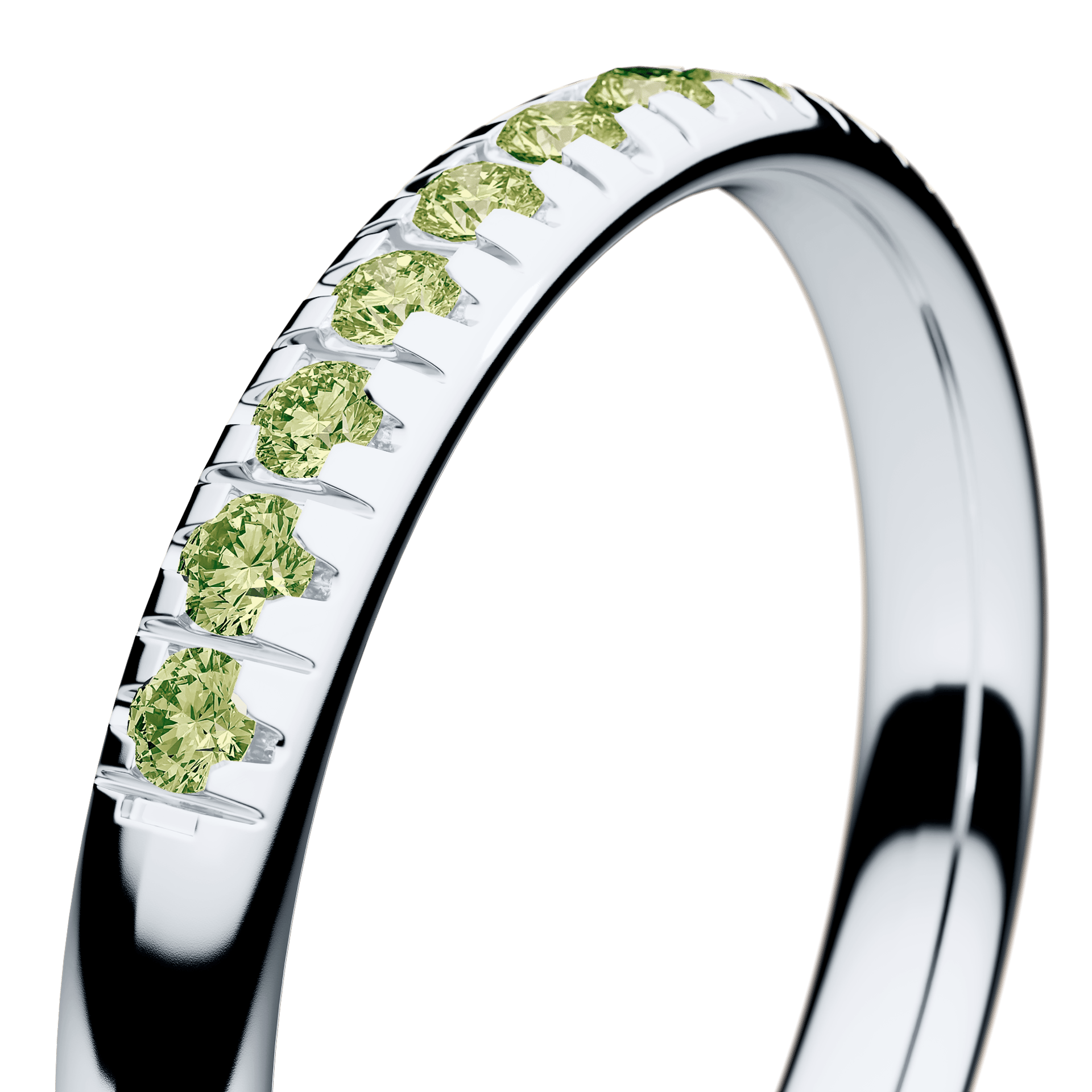 Dostawka Sunshine z białego złota z jasnym zielonym diamentem 0,18ct