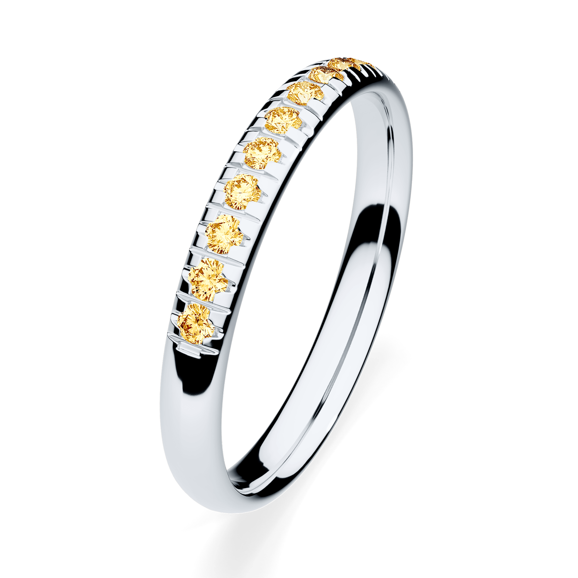 Dostawka Sunshine z białego złota z żółtym diamentem 0,18ct