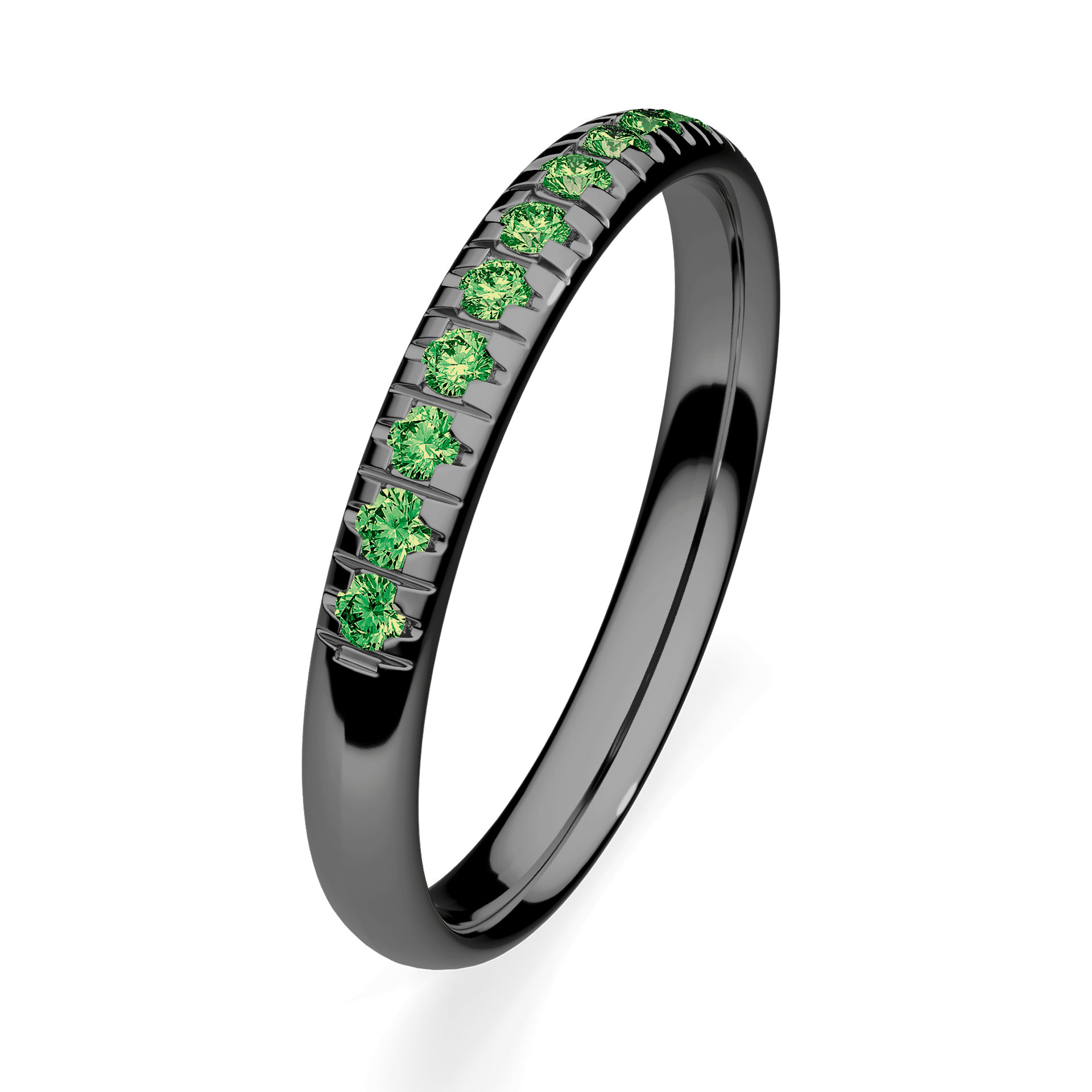 Dostawka Sunshine z czarnego złota z ciemnym zielonym diamentem 0,18ct