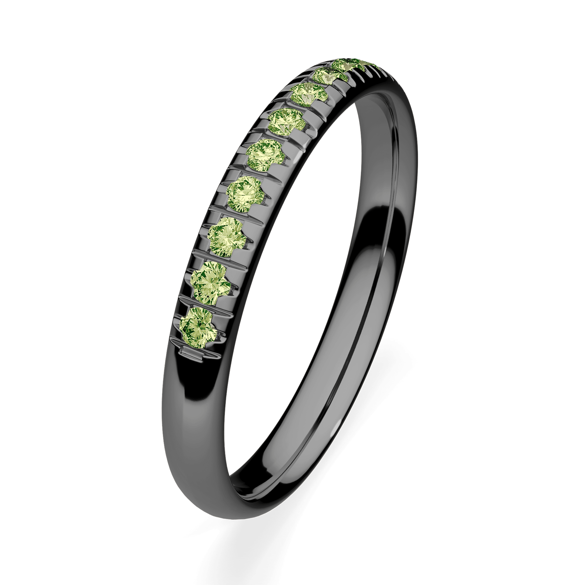 Dostawka Sunshine z czarnego złota z jasnym zielonym diamentem 0,18ct