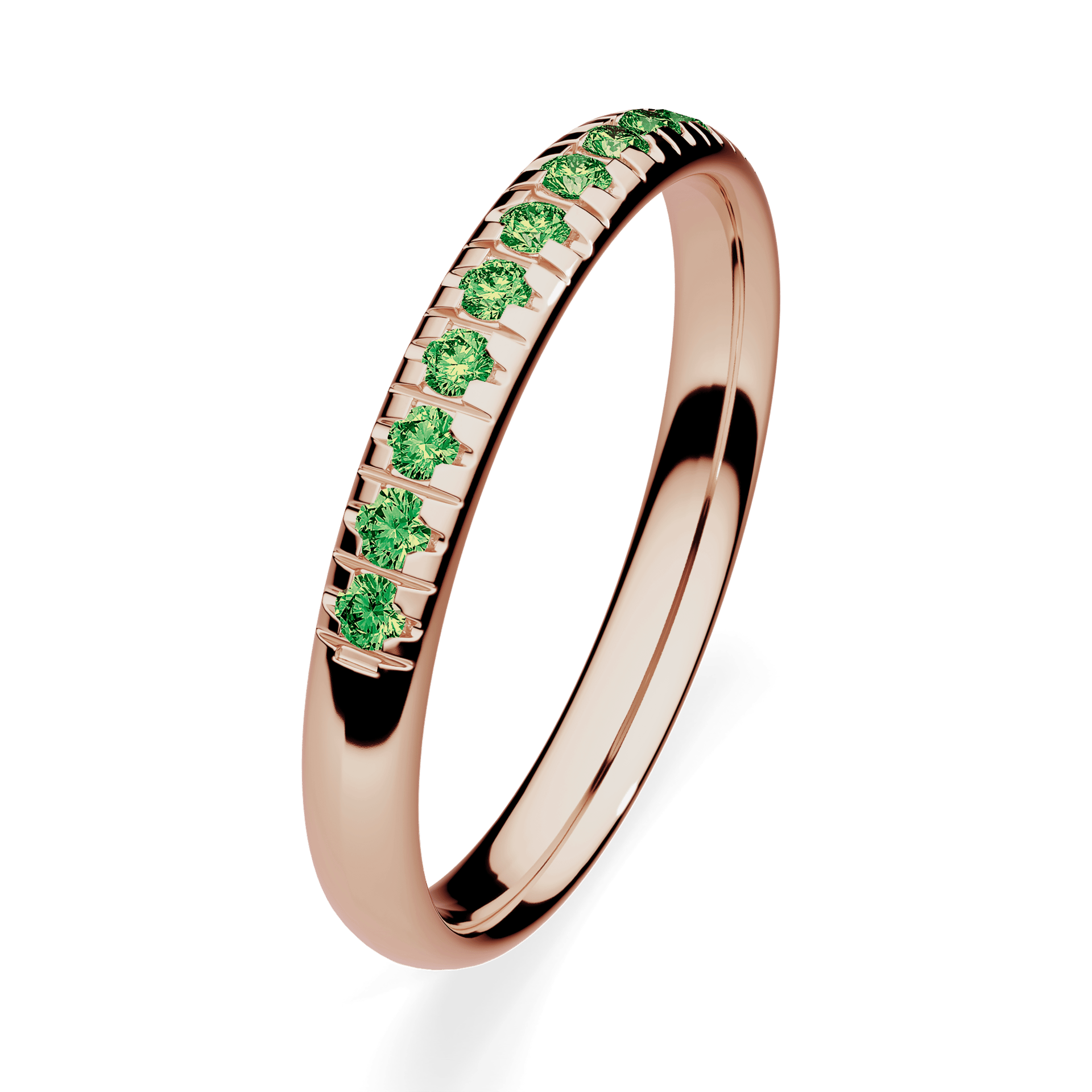 Dostawka Sunshine z różowego złota z ciemnym zielonym diamentem 0,18ct