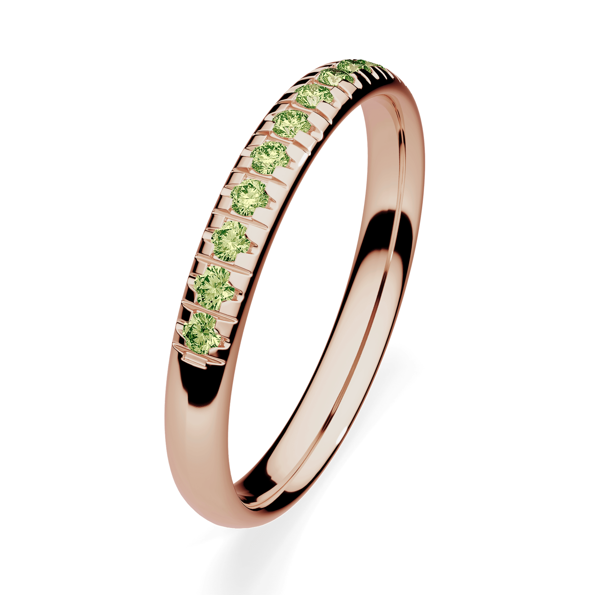 Dostawka Sunshine z różowego złota z jasnym zielonym diamentem 0,18ct