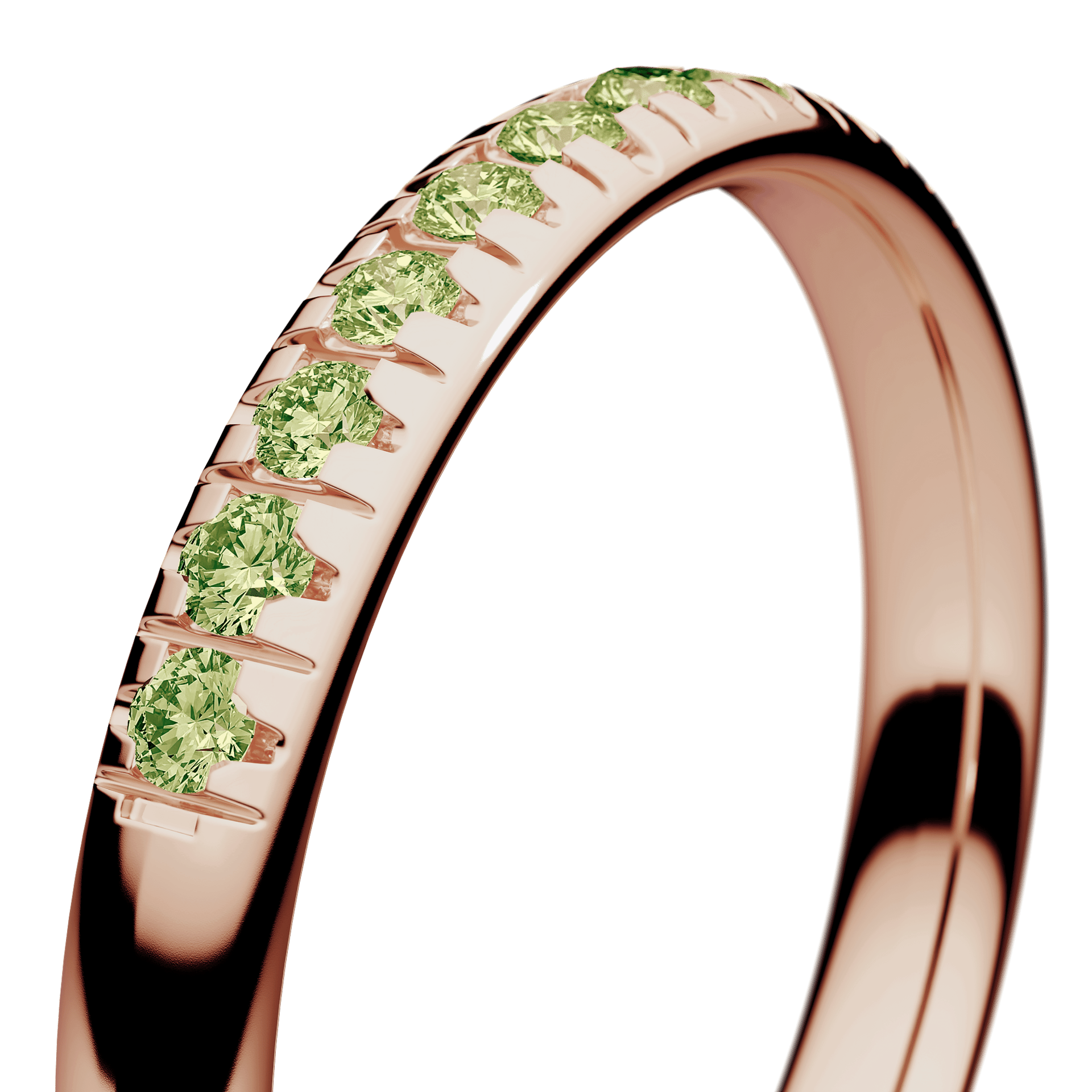 Dostawka Sunshine z różowego złota z jasnym zielonym diamentem 0,18ct