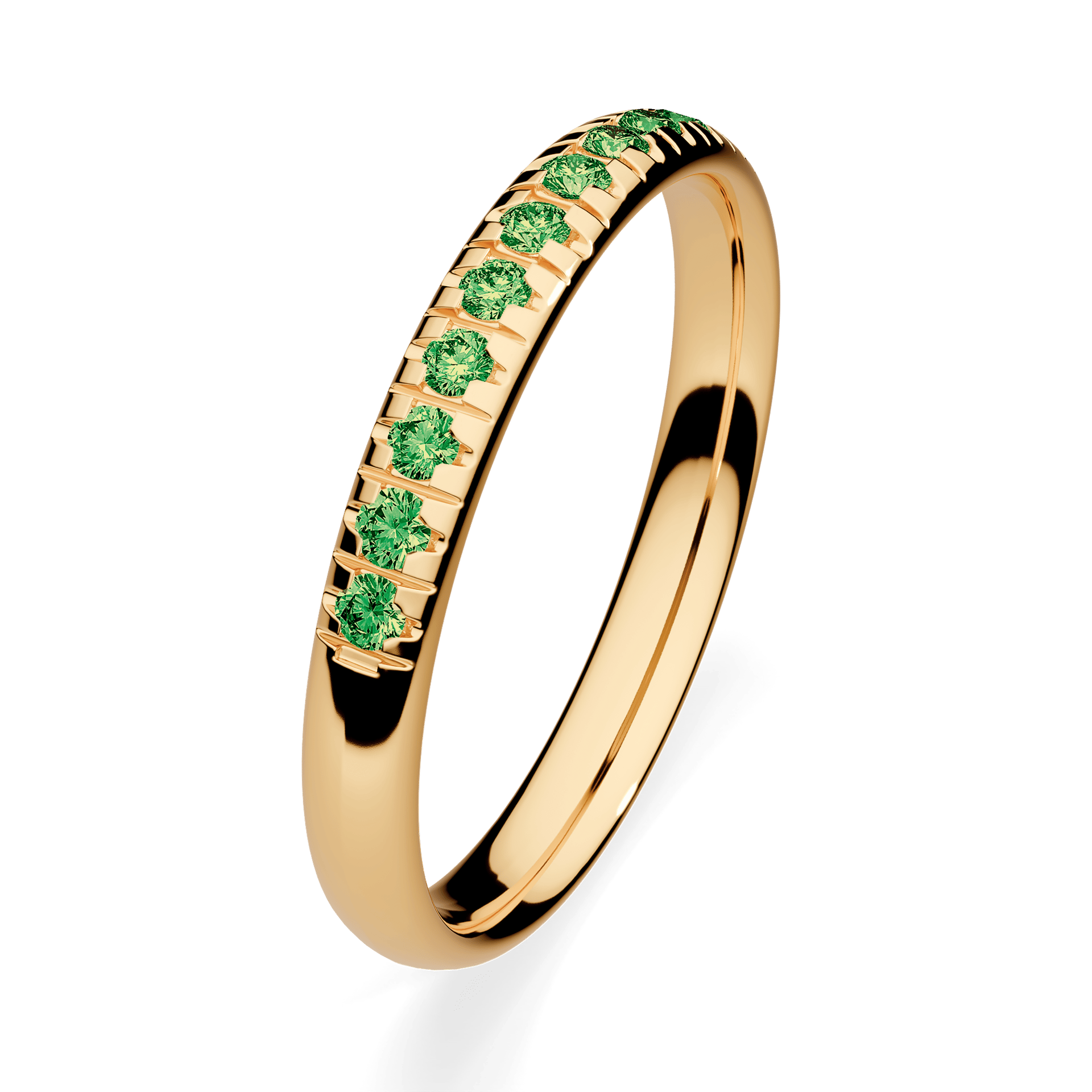 Dostawka Sunshine z żółtego złota z ciemnym zielonym diamentem 0,18ct