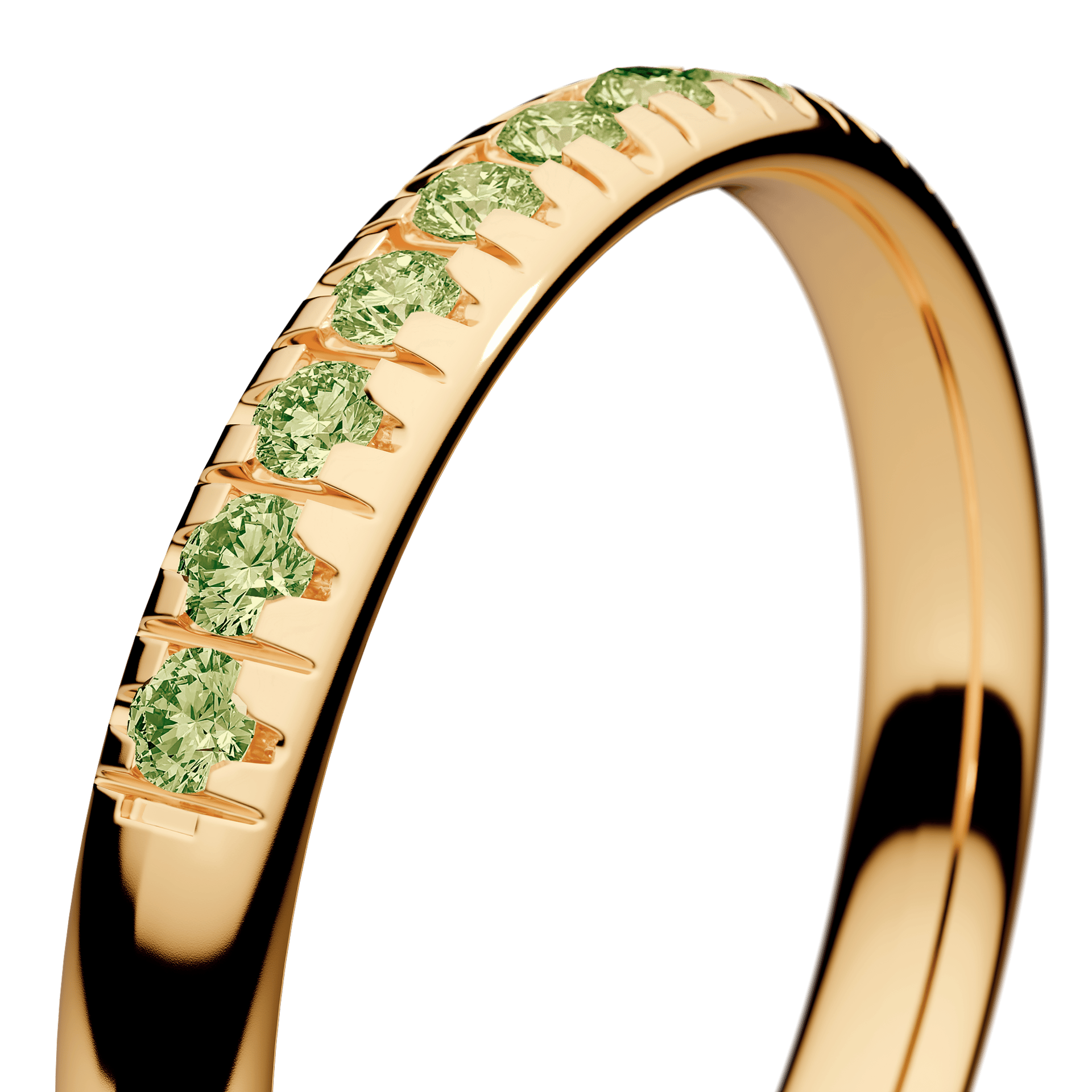 Dostawka Sunshine z żółtego złota z jasnym zielonym diamentem 0,18ct