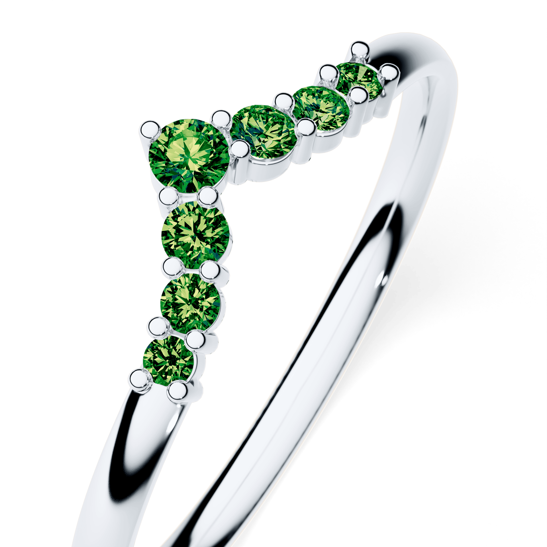 Dostawka Love z białego złota z ciemnym zielonym diamentem 0,12ct