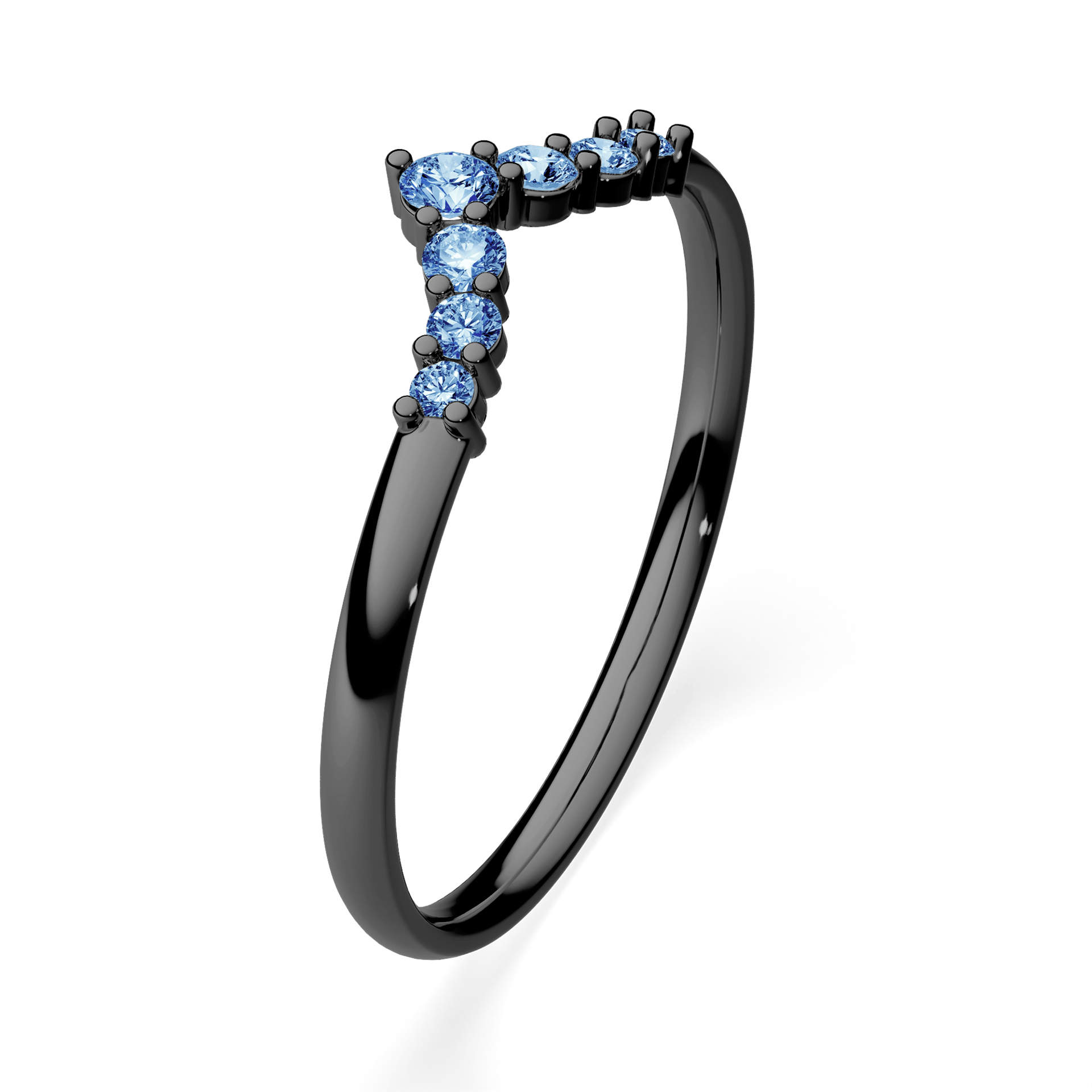 Dostawka Love z czarnego złota z niebieskim diamentem 0,12ct