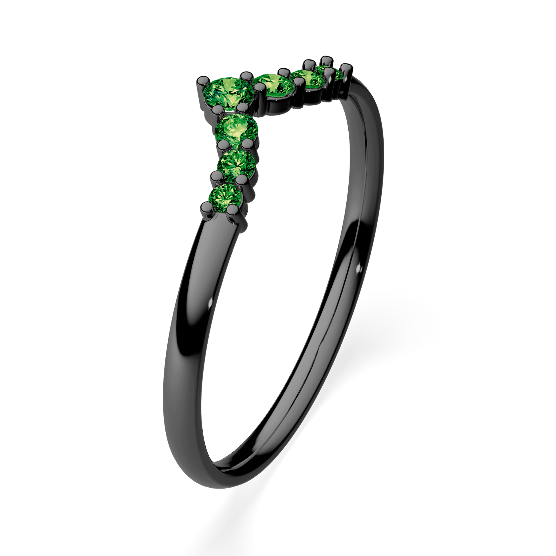 Dostawka Love z czarnego złota z ciemnym zielonym diamentem 0,12ct