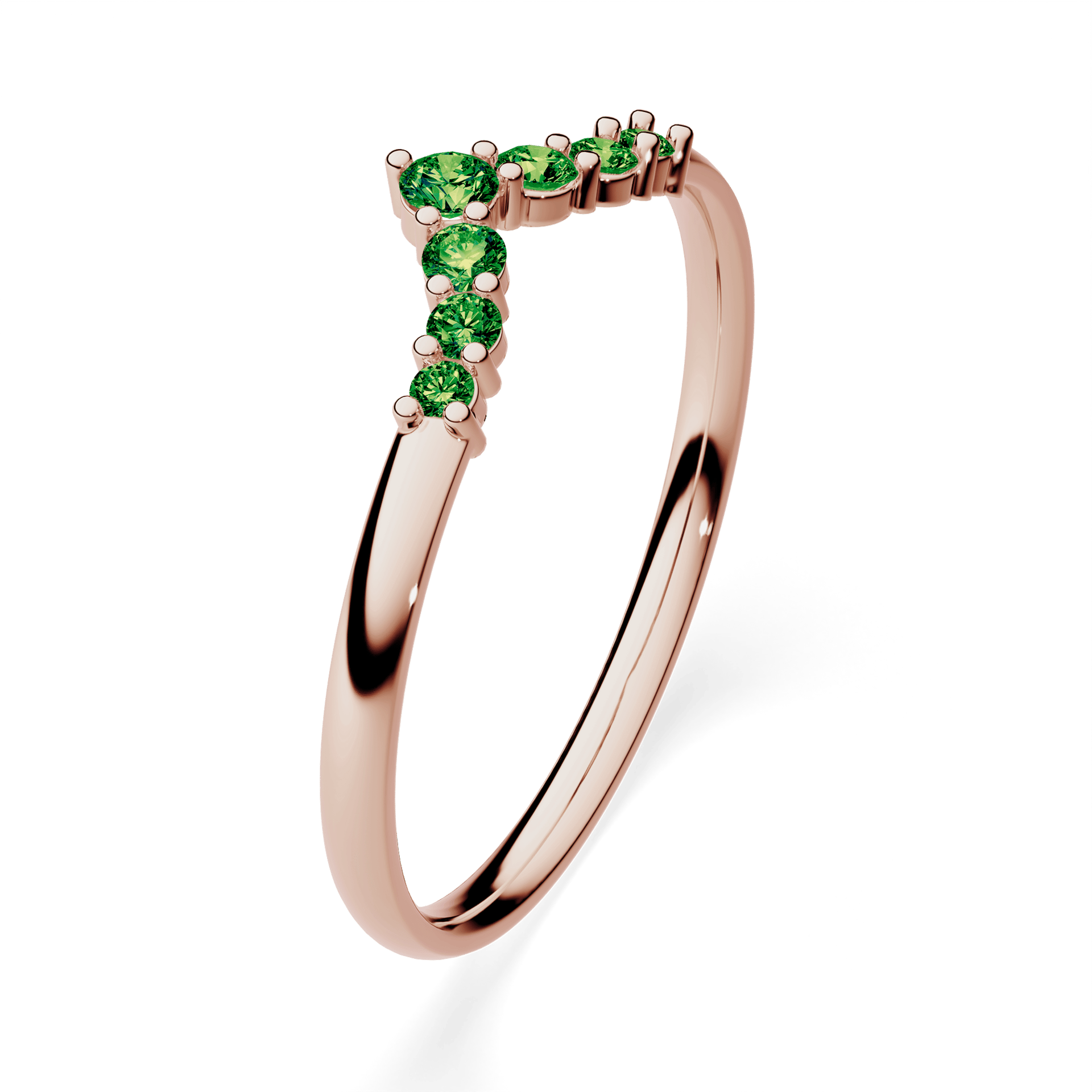 Dostawka Love z różowego złota z ciemnym zielonym diamentem 0,12ct