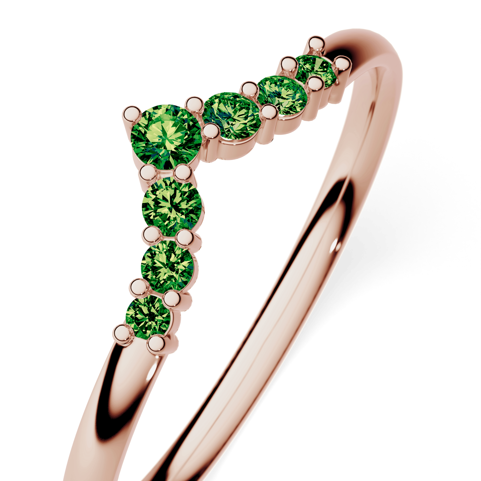 Dostawka Love z różowego złota z ciemnym zielonym diamentem 0,12ct