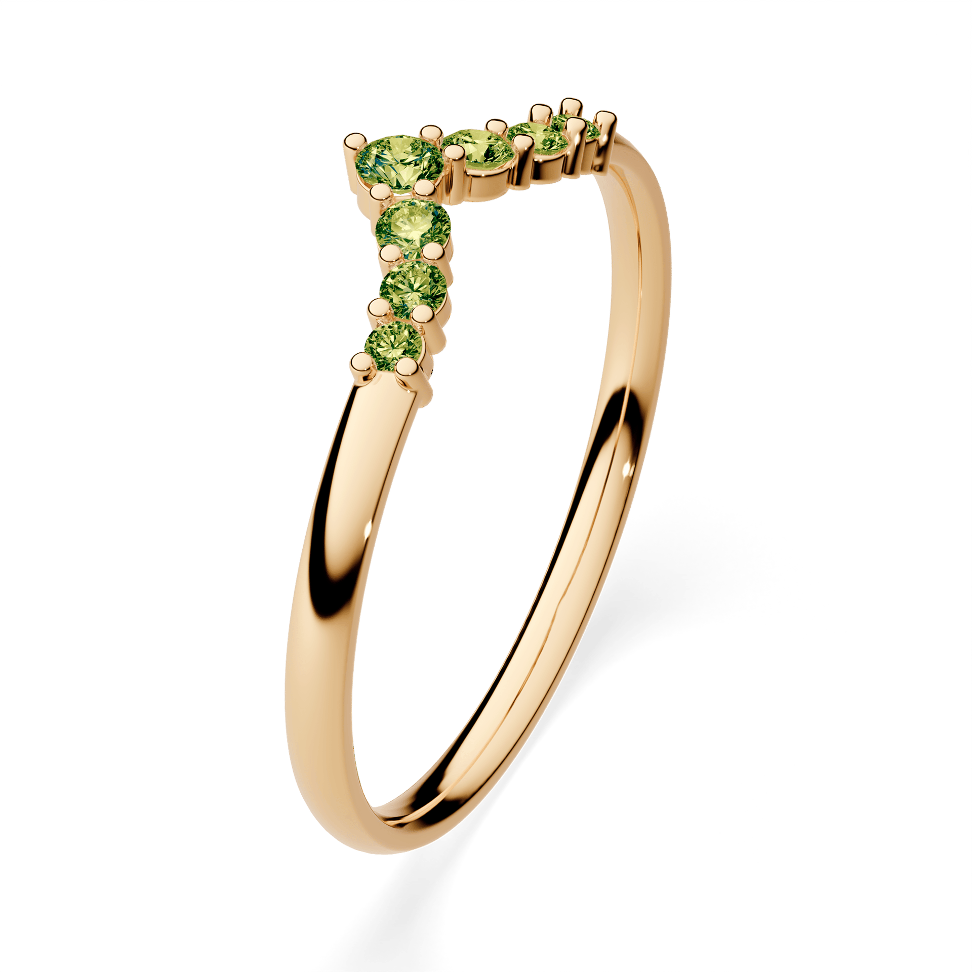 Dostawka Love z żółtego złota z jasnym zielonym diamentem 0,12ct