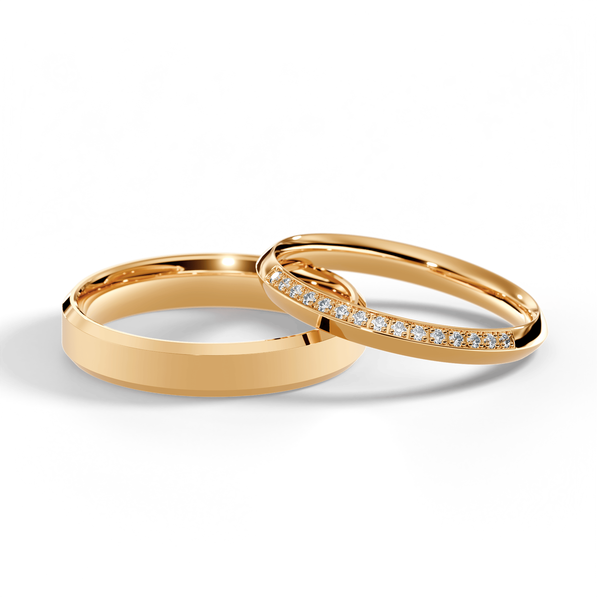 Obrączki z kamieniami Angel z żółtego złota 4mm 0,08ct