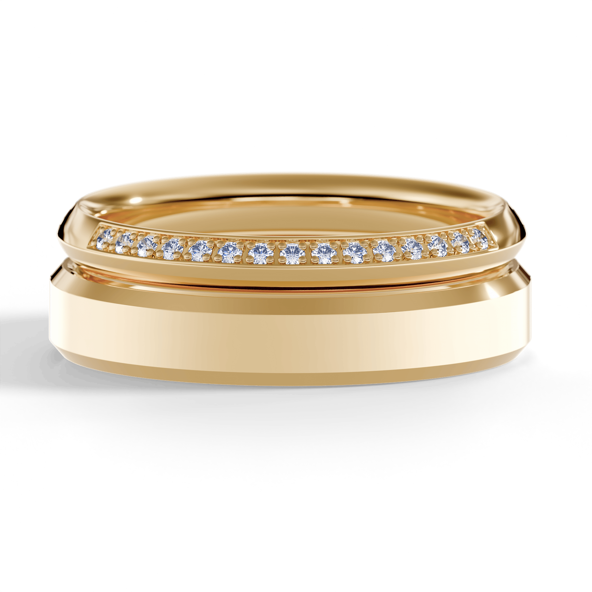 Obrączki z kamieniami Angel z żółtego złota 4mm 0,08ct