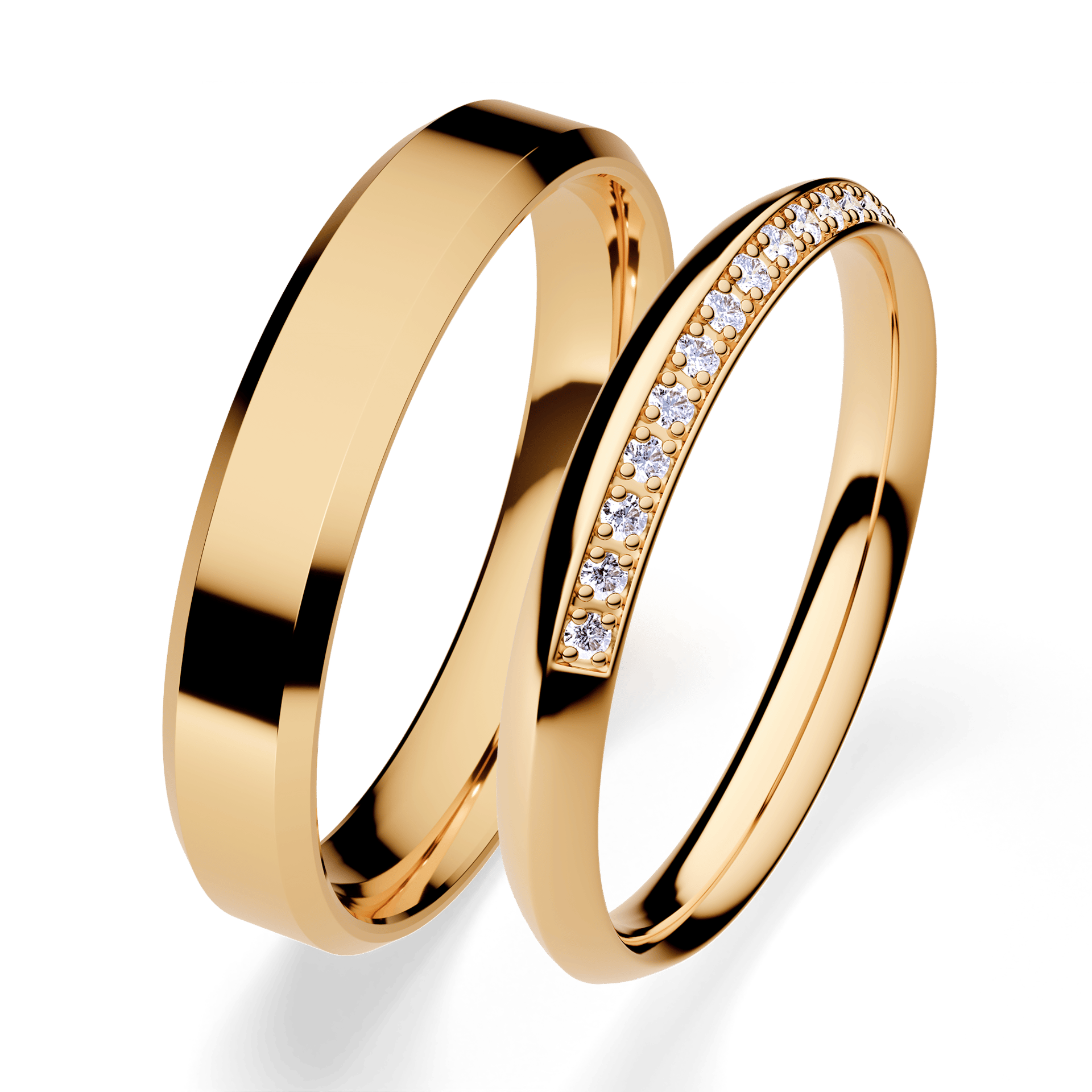 Obrączki z kamieniami Angel z żółtego złota 4mm 0,08ct