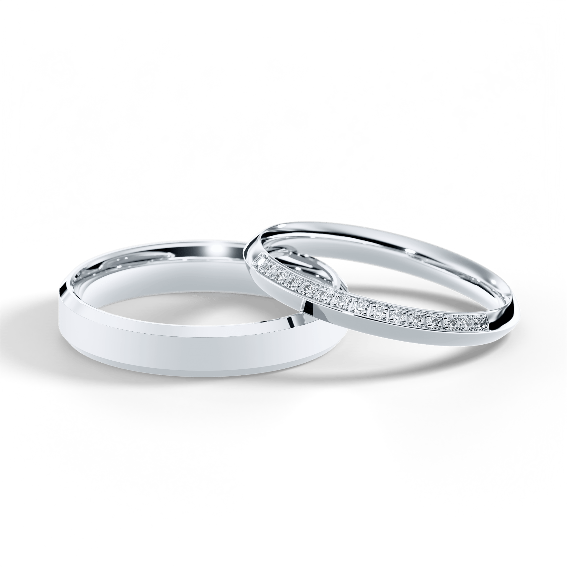 Obrączka z diamentami Angel z białego złota 2,5mm z diamentem laboratoryjnym