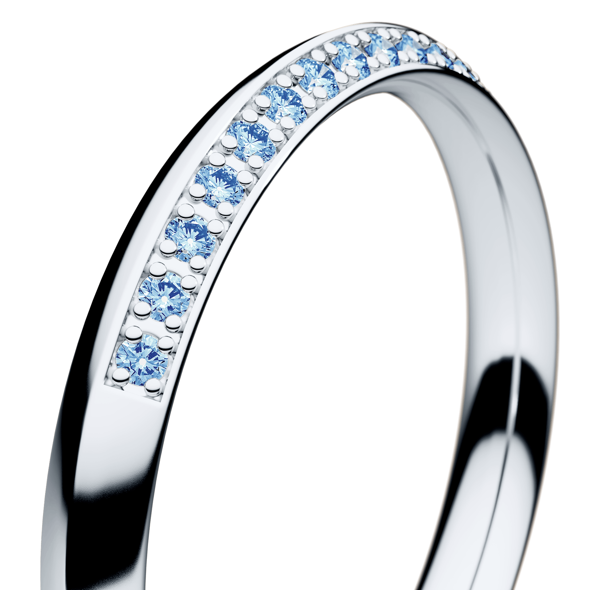 Obrączka z diamentami Angel z białego złota 2,5mm z niebieskim diamentem laboratoryjnym