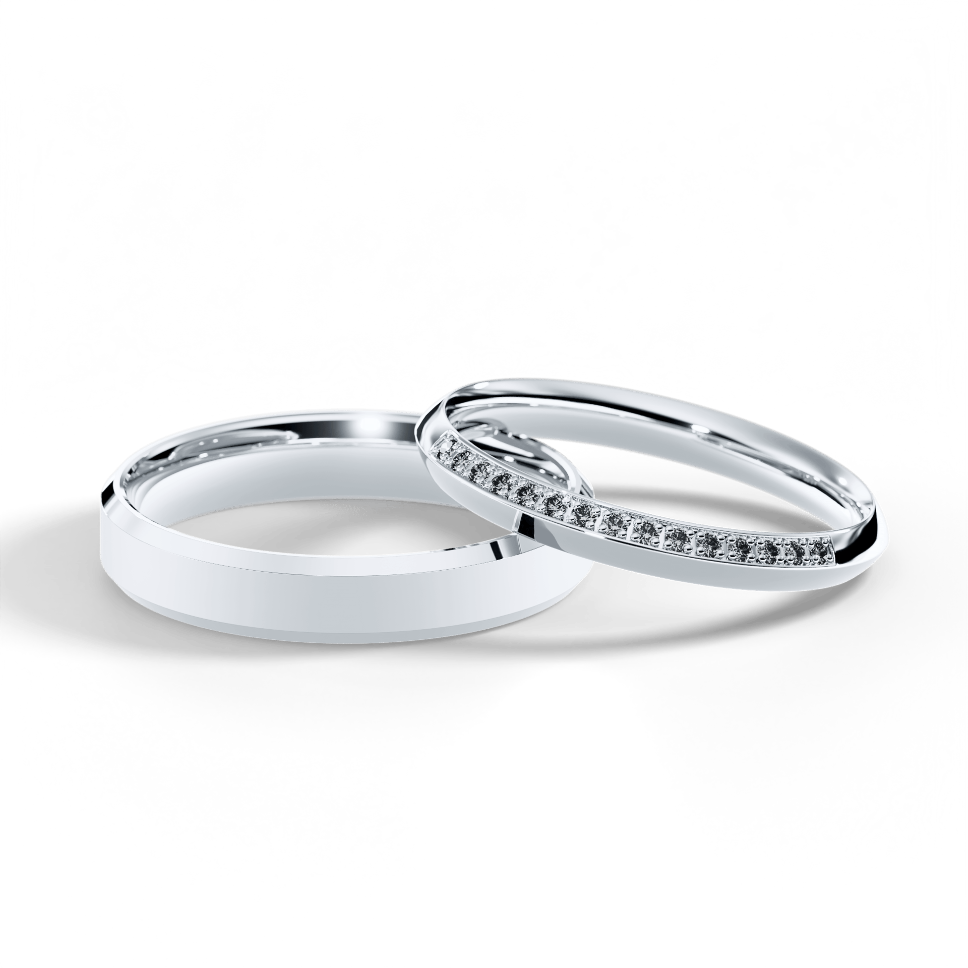 Obrączka z diamentami Angel z białego złota 2,5mm z ciemnym zielonym diamentem laboratoryjnym