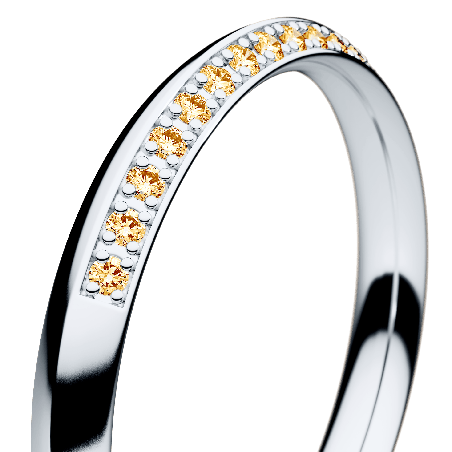 Obrączka z diamentami Angel z białego złota 2,5mm z żółtym diamentem laboratoryjnym