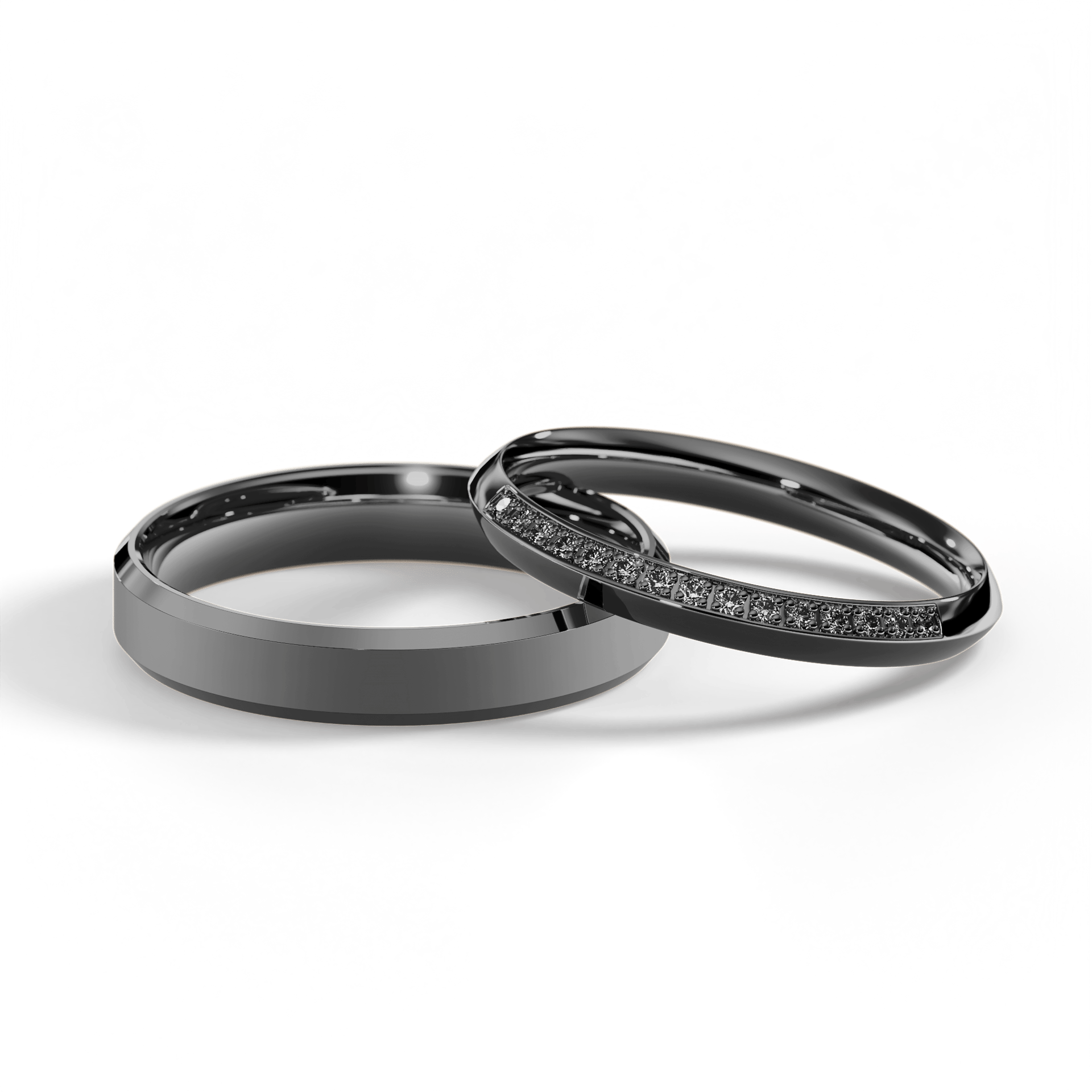 Obrączka z diamentami Angel z czarnego złota 2,5mm z czarnym diamentem laboratoryjnym