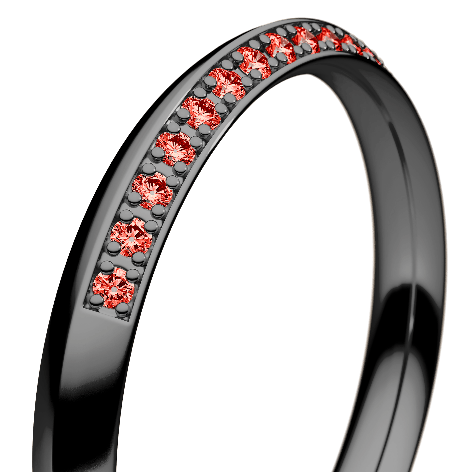 Obrączka z diamentami Angel z czarnego złota 2,5mm z czerwonym diamentem laboratoryjnym