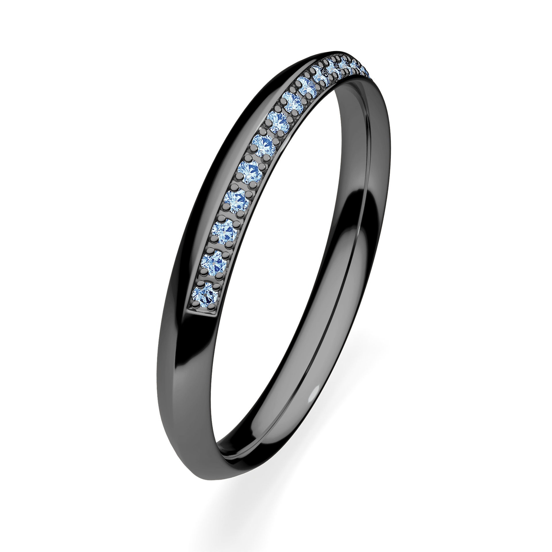 Obrączka z diamentami Angel z czarnego złota 2,5mm z niebieskim diamentem laboratoryjnym