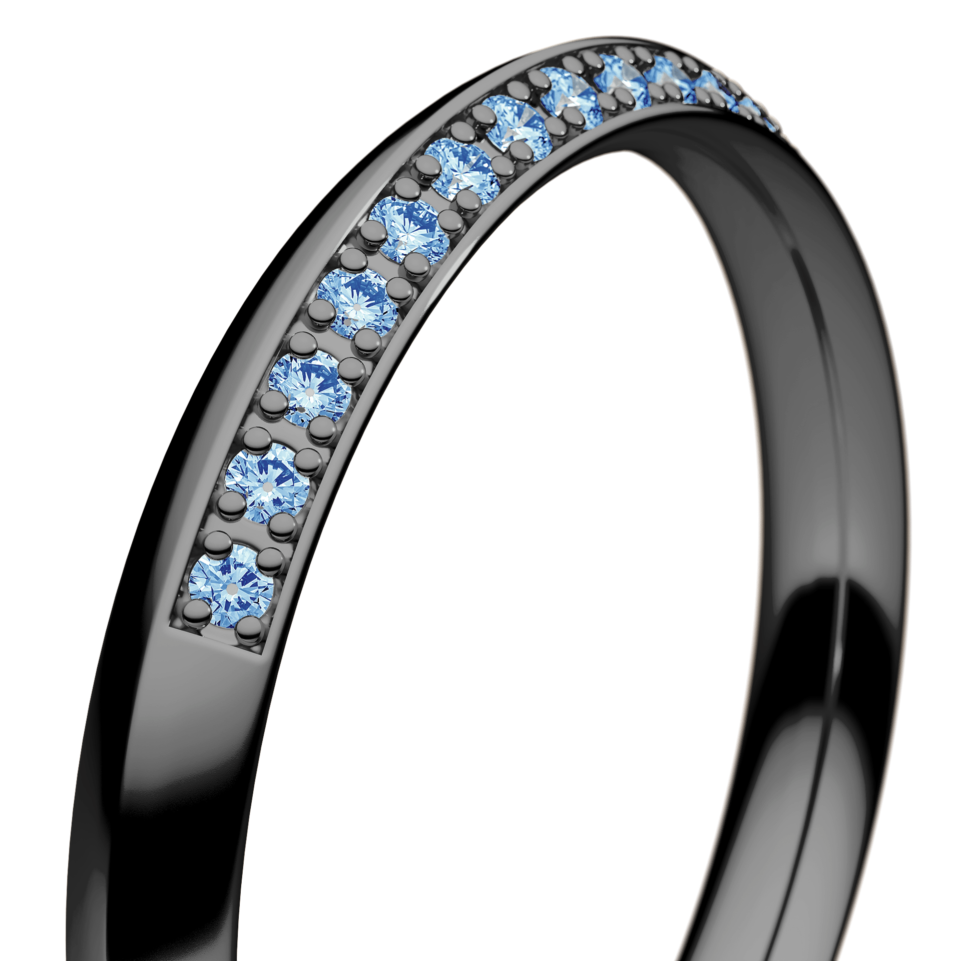 Obrączka z diamentami Angel z czarnego złota 2,5mm z niebieskim diamentem laboratoryjnym