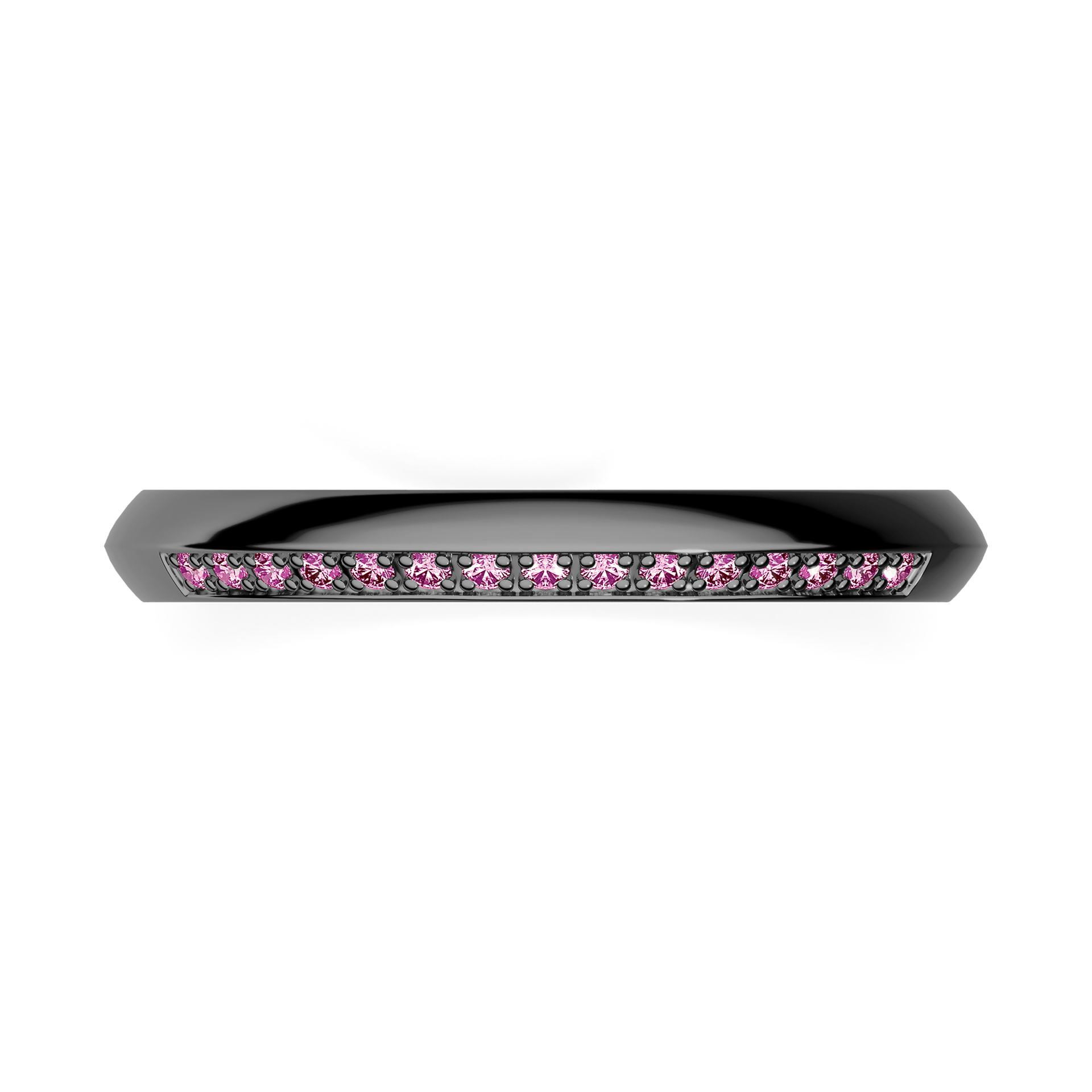 Obrączka z diamentami Angel z czarnego złota 2,5mm z różowym diamentem laboratoryjnym