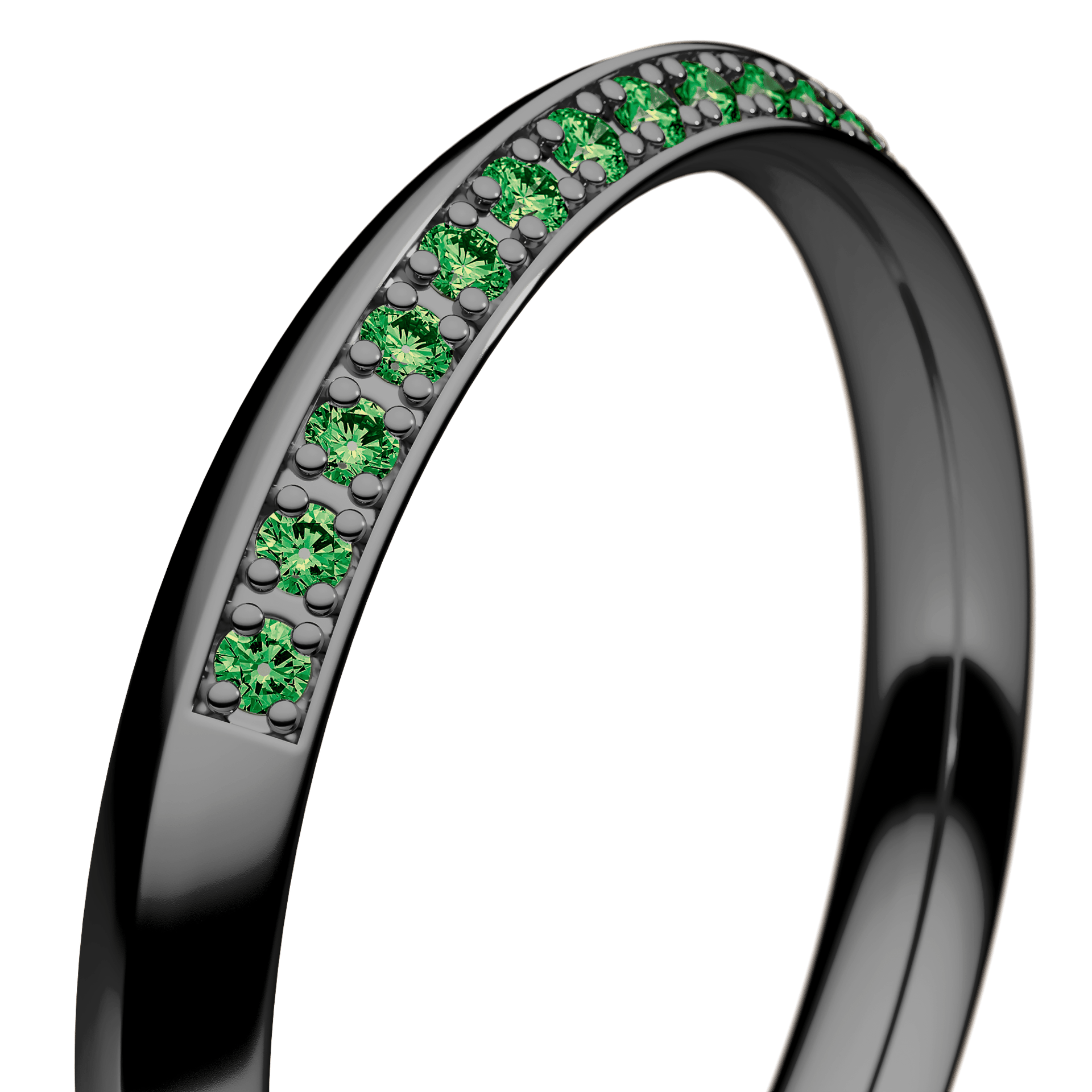 Obrączka z diamentami Angel z czarnego złota 2,5mm z ciemnym zielonym diamentem laboratoryjnym