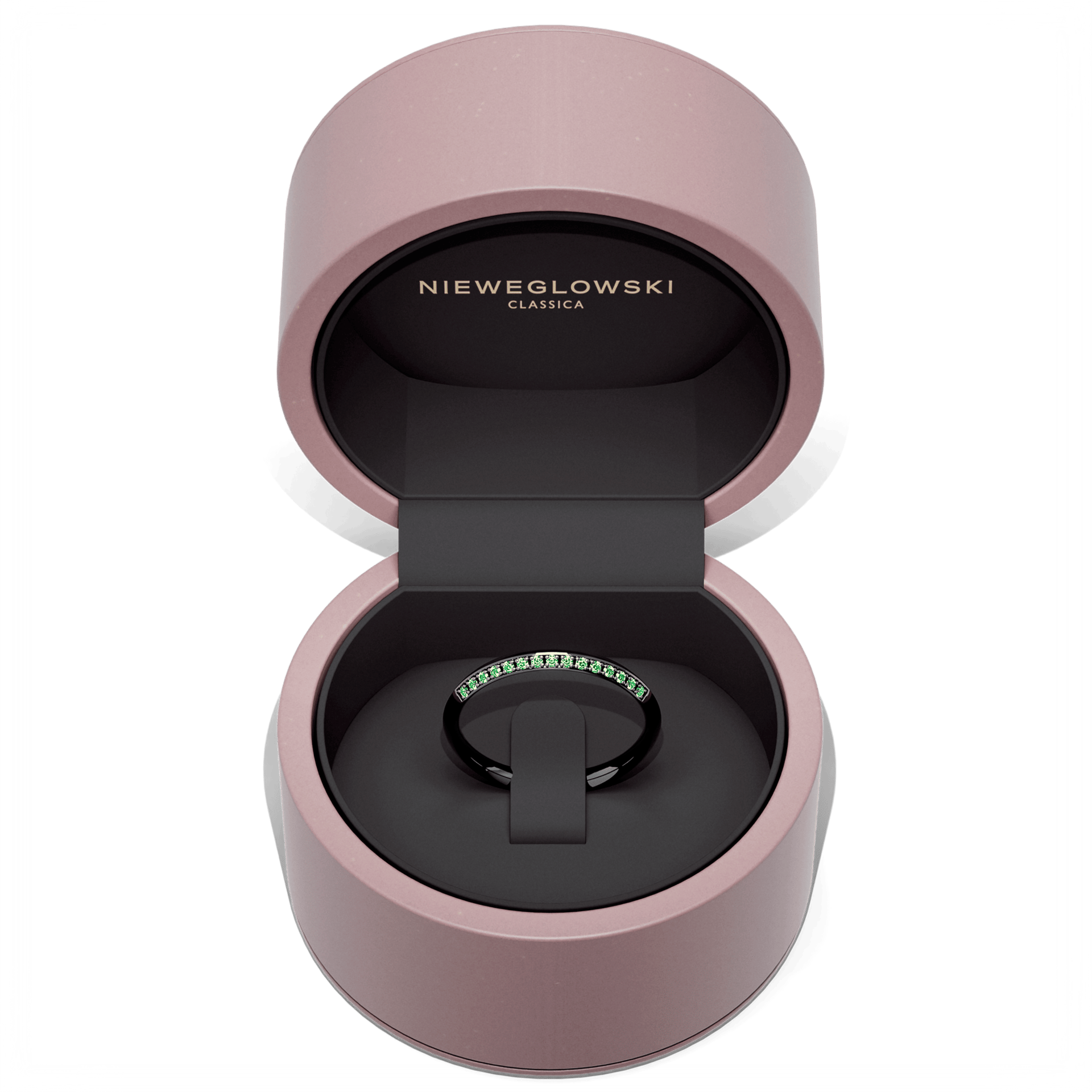 Obraczka z diamentami angel czarne zloto diament lab zielony ciemny 15szt 05