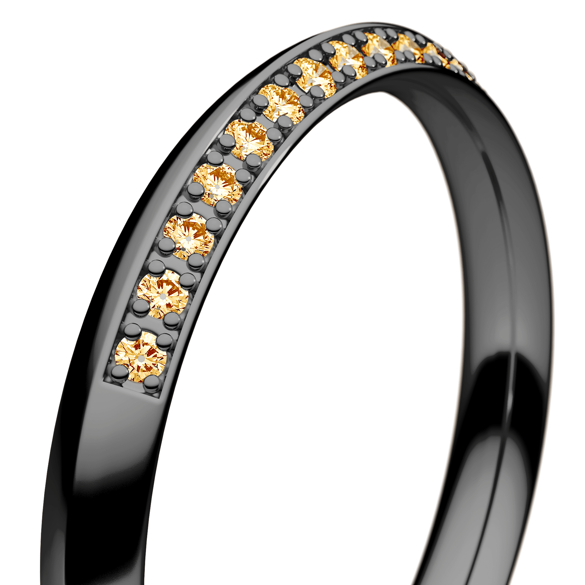 Obrączka z diamentami Angel z czarnego złota 2,5mm z żółtym diamentem laboratoryjnym