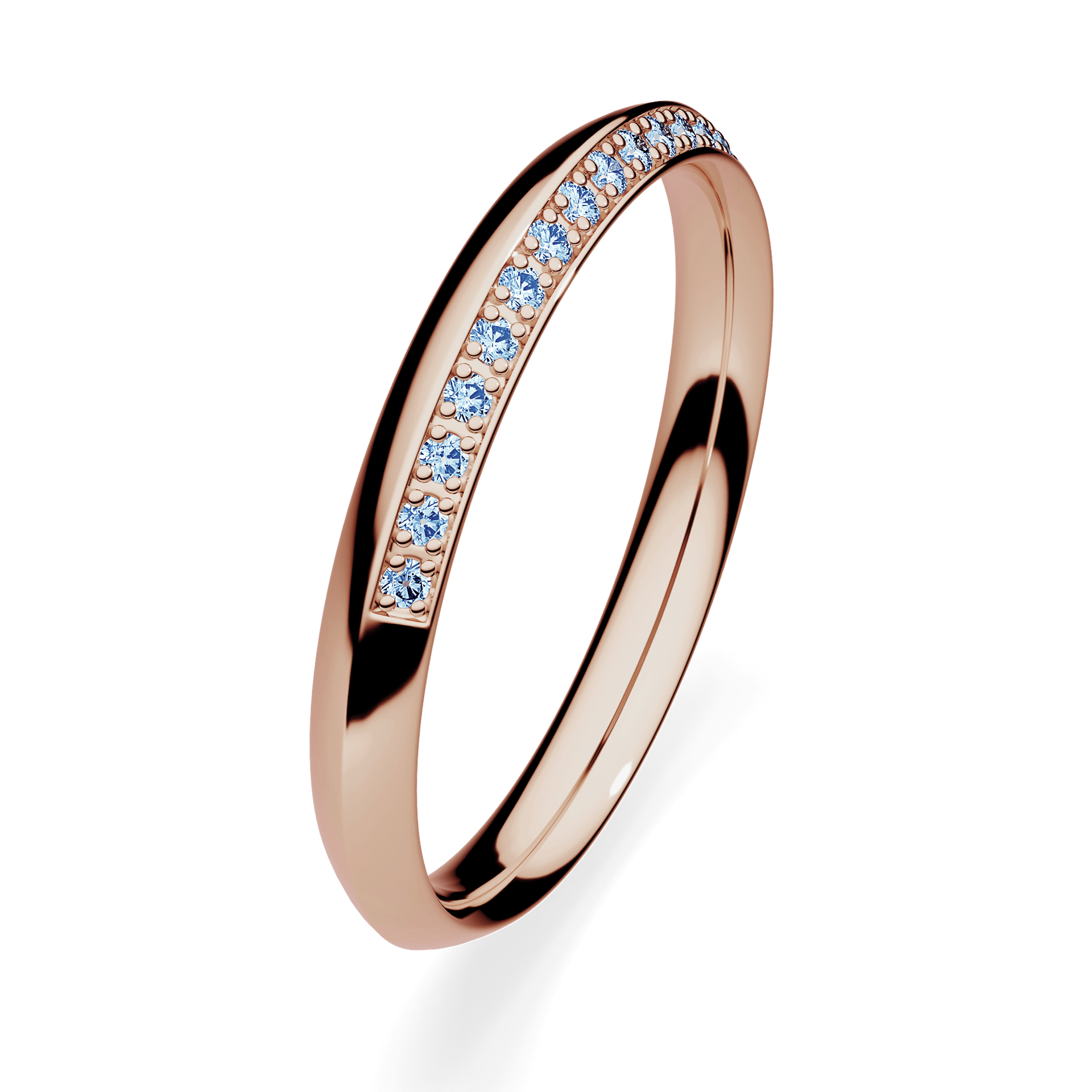 Obrączka z diamentami Angel z różowego złota 2,5mm z niebieskim diamentem laboratoryjnym
