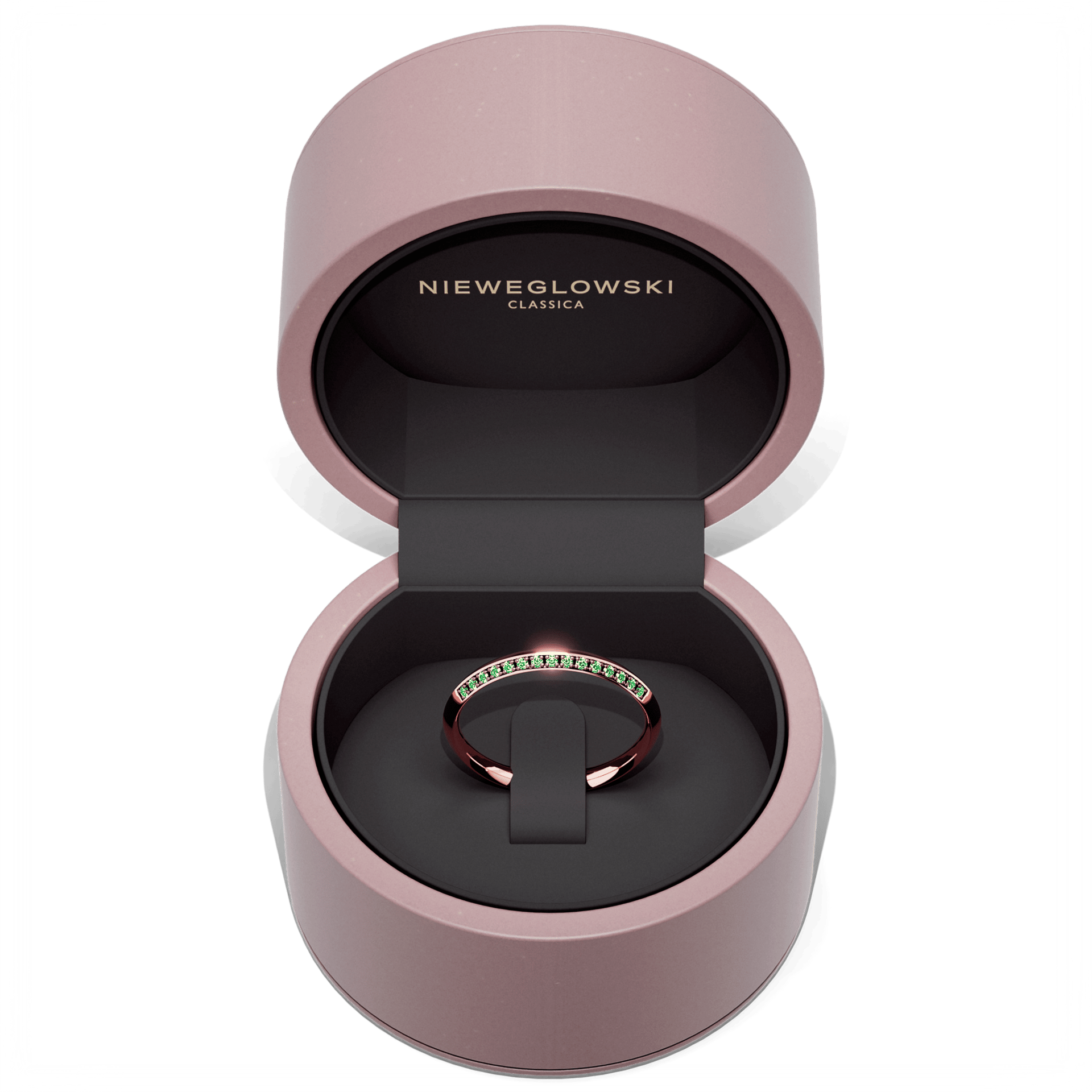 Obraczka z diamentami angel rozowe zloto diament lab zielony ciemny 15szt 05