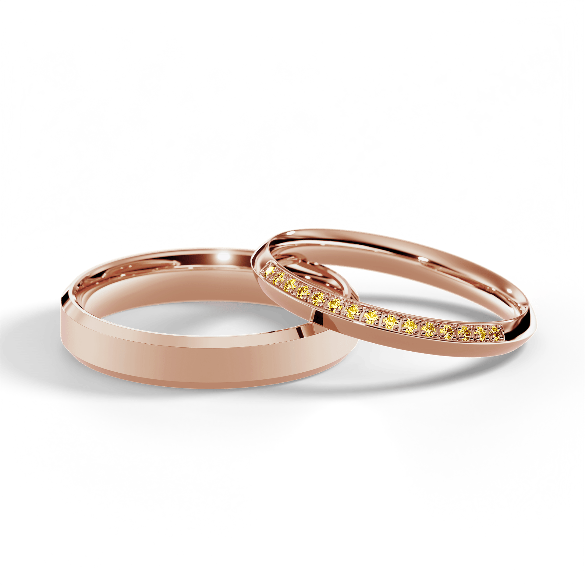Obrączka z diamentami Angel z różowego złota 2,5mm z żółtym diamentem laboratoryjnym