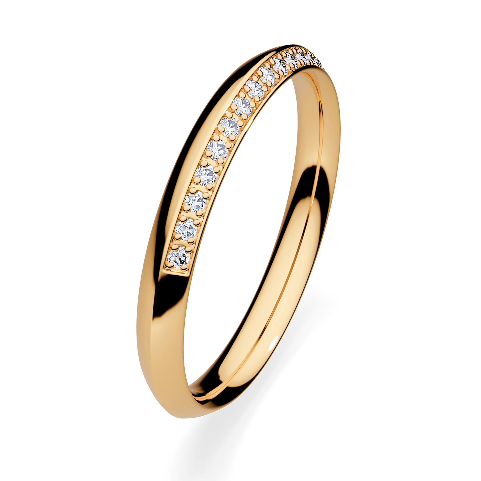 Obrączka z diamentami Angel z żółtego złota 2,5mm z diamentem naturalnym