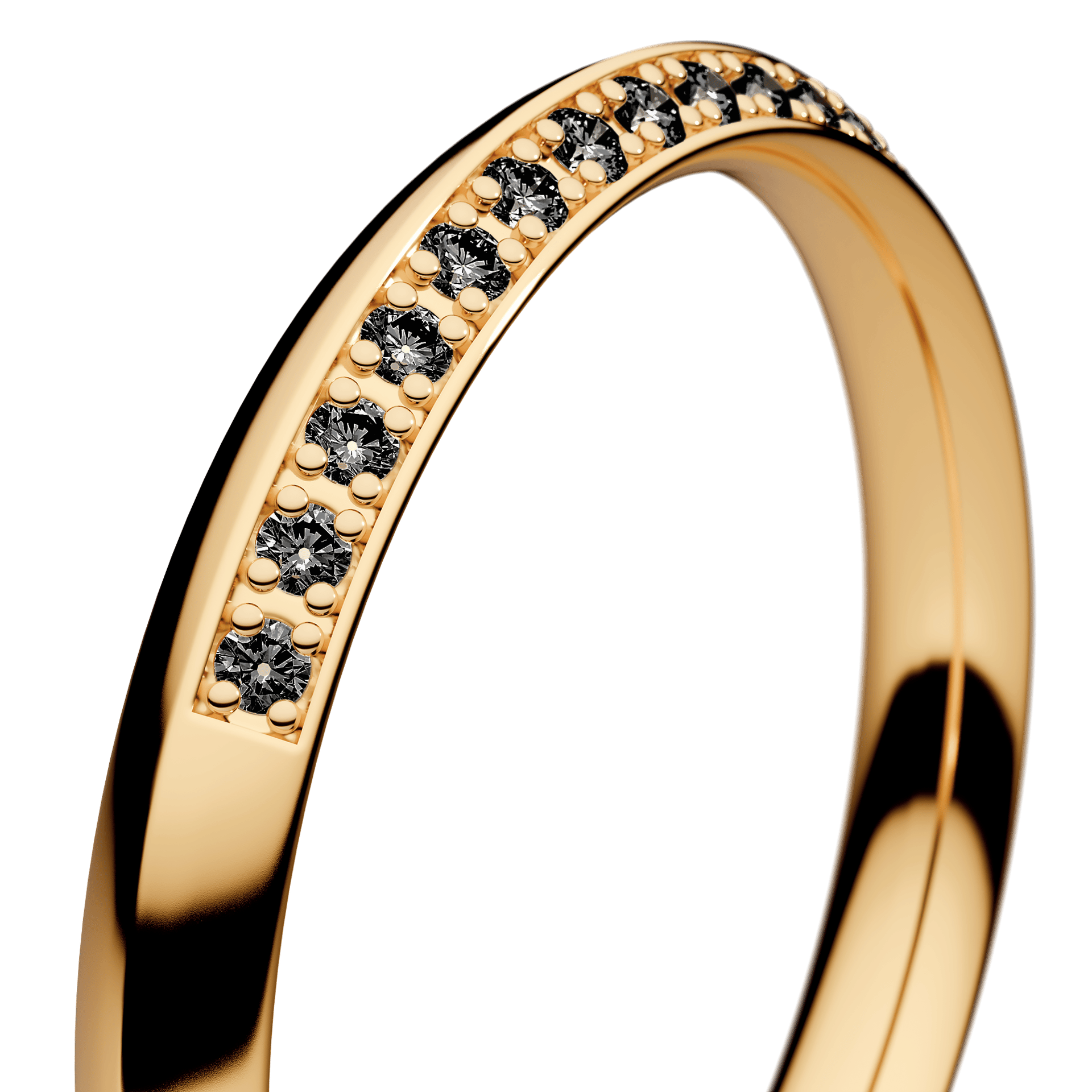 Obrączka z diamentami Angel z żółtego złota 2,5mm z czarnym diamentem laboratoryjnym