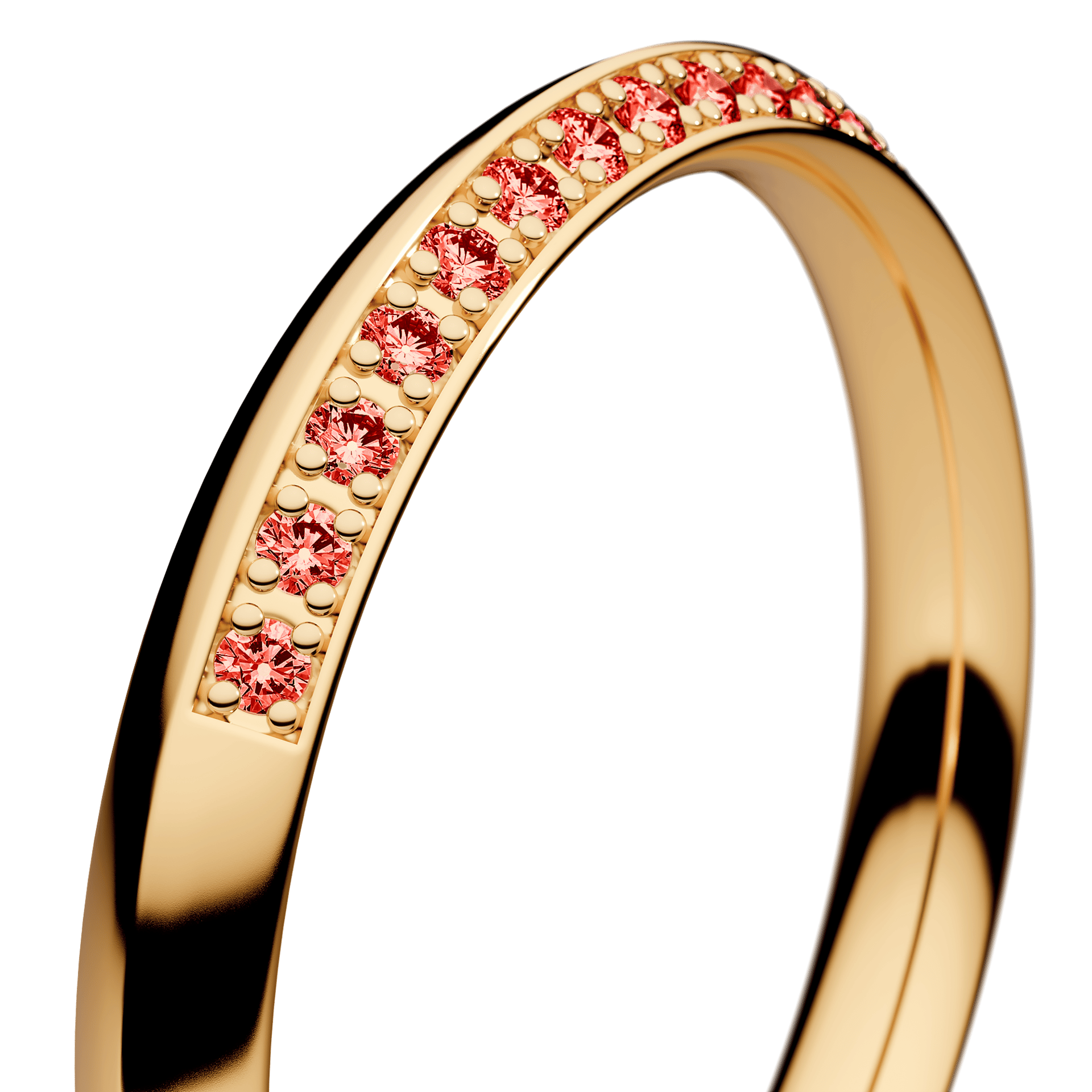 Obrączka z diamentami Angel z żółtego złota 2,5mm z czerwonym diamentem laboratoryjnym