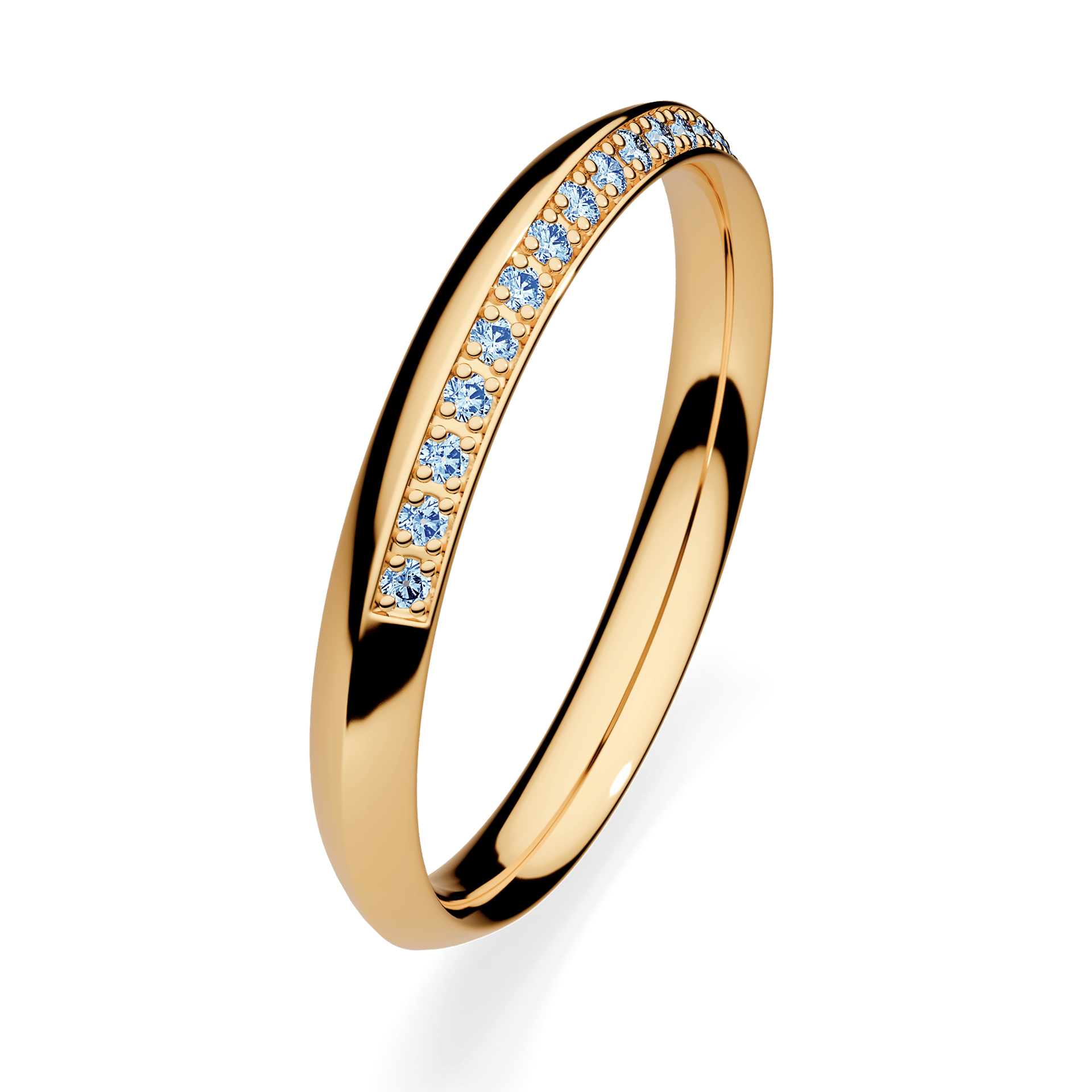 Obrączka z diamentami Angel z żółtego złota 2,5mm z niebieskim diamentem laboratoryjnym