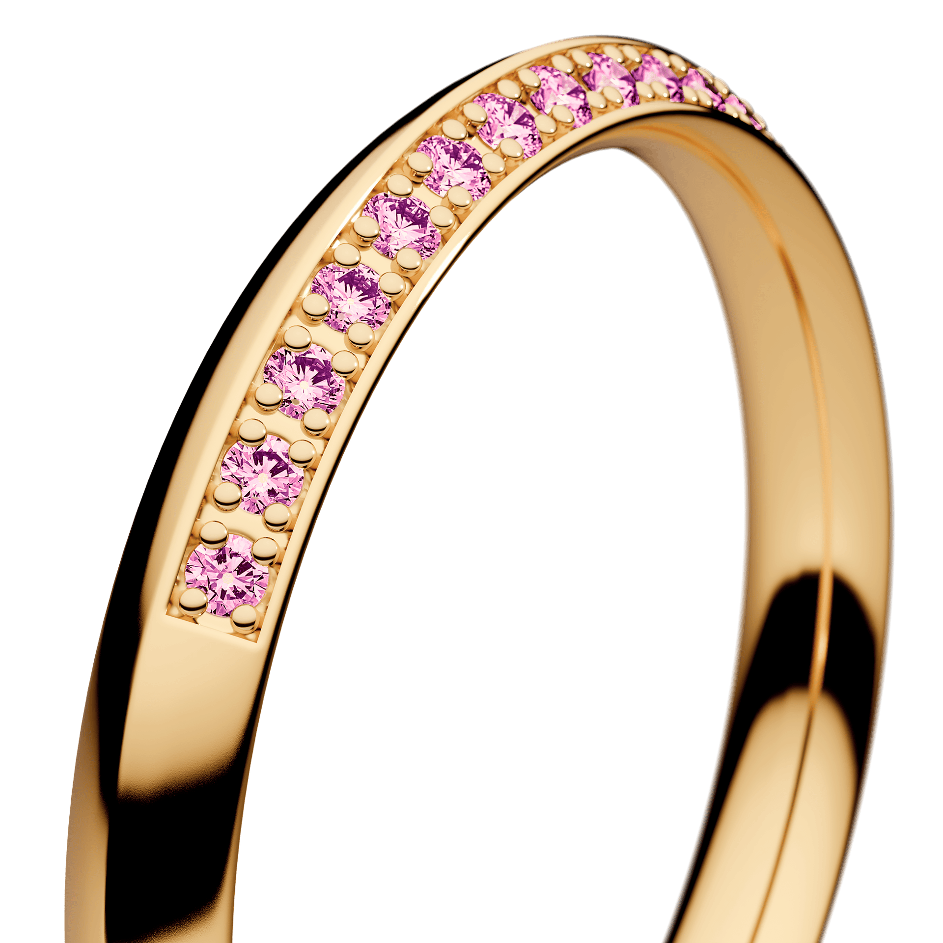 Obrączka z diamentami Angel z żółtego złota 2,5mm z różowym diamentem laboratoryjnym