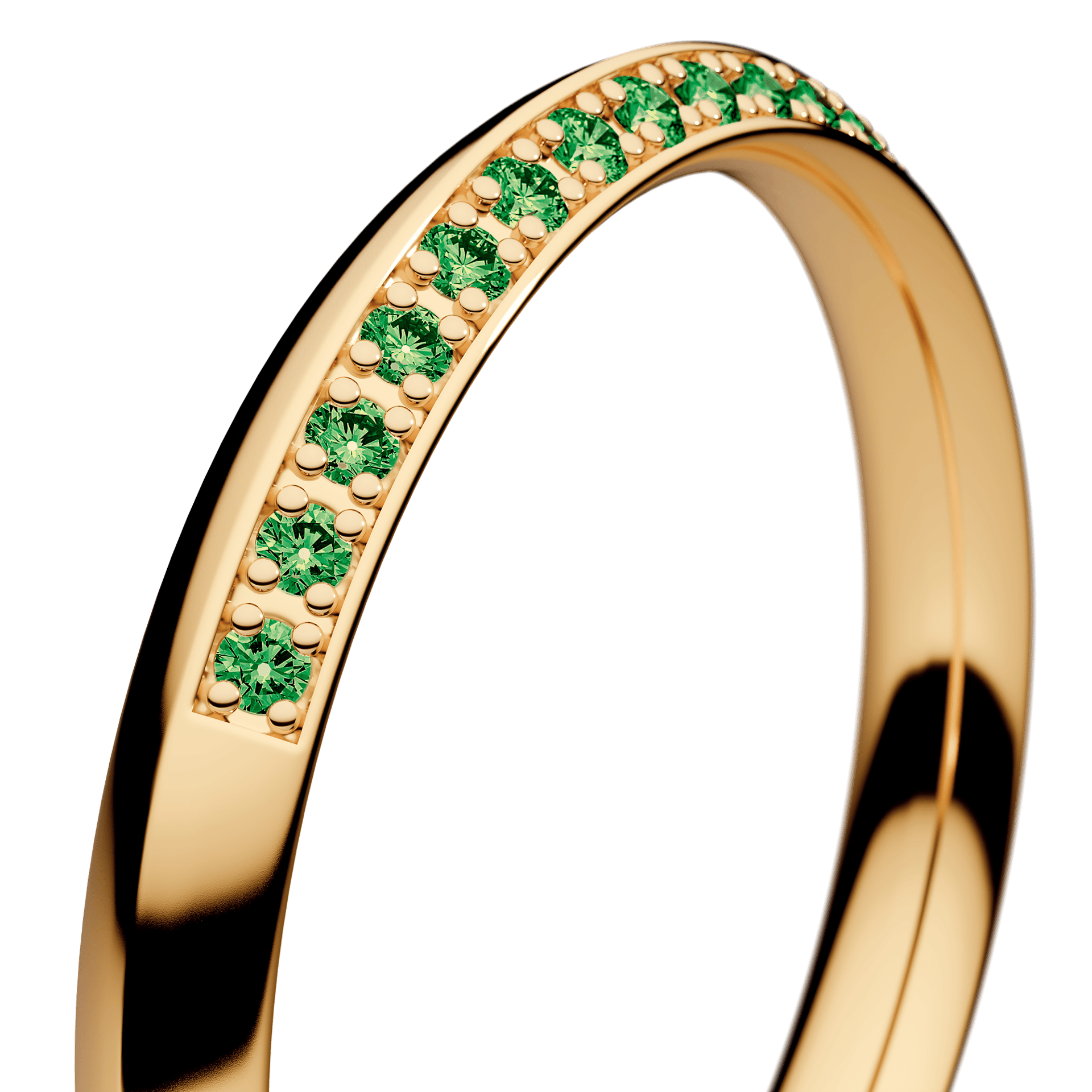 Obrączka z diamentami Angel z żółtego złota 2,5mm z ciemnym zielonym diamentem laboratoryjnym