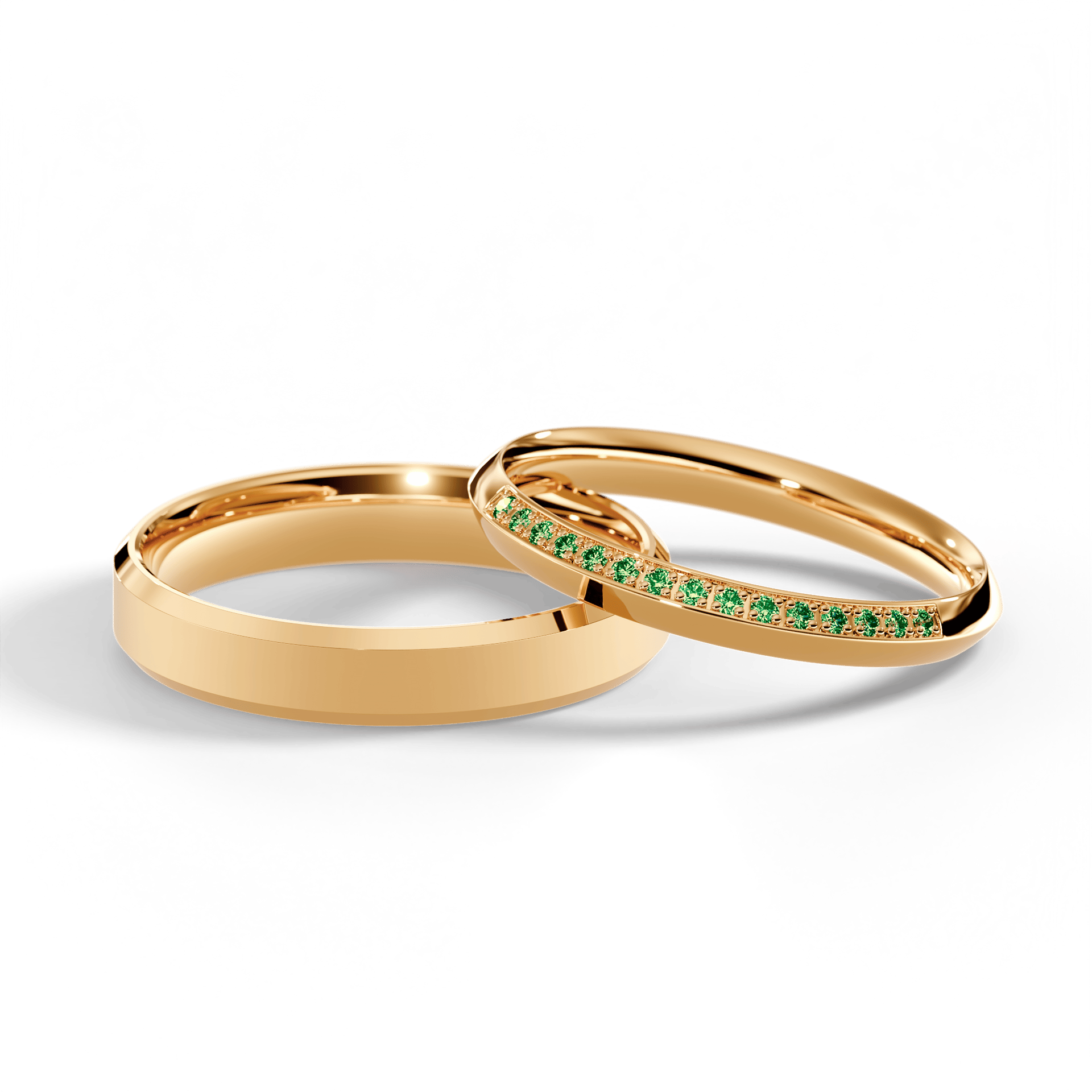 Obrączka z diamentami Angel z żółtego złota 2,5mm z ciemnym zielonym diamentem laboratoryjnym