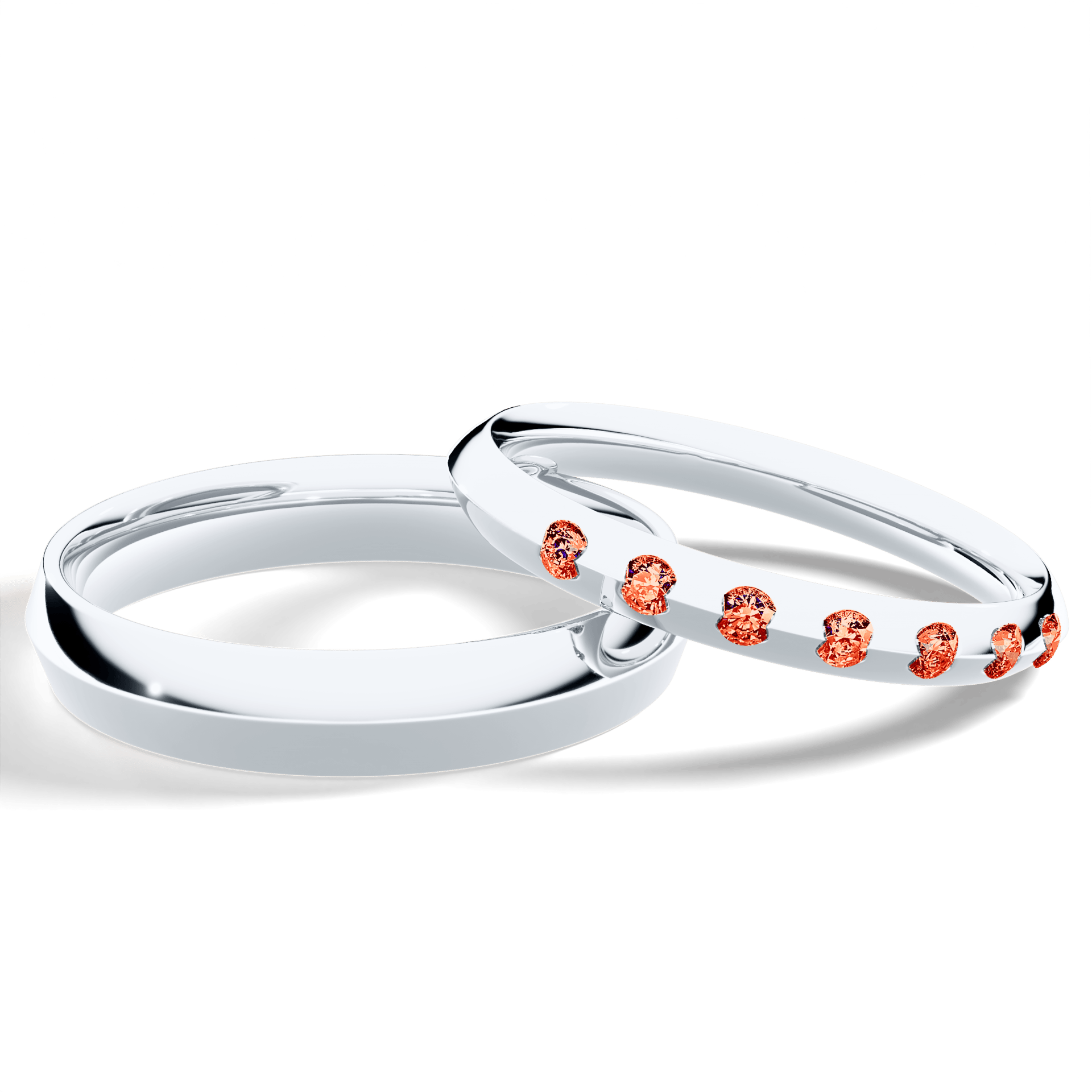 Obrączka z diamentami Baby z białego złota 2,5mm z czerwonym diamentem laboratoryjnym