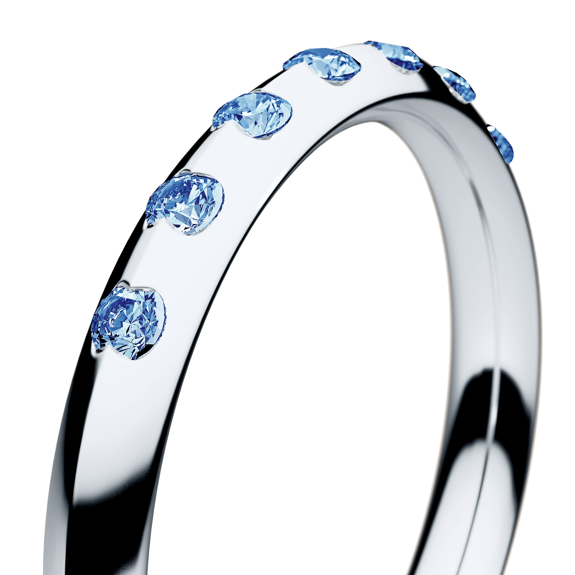 Obrączka z diamentami Baby z białego złota 2,5mm z niebieskim diamentem laboratoryjnym