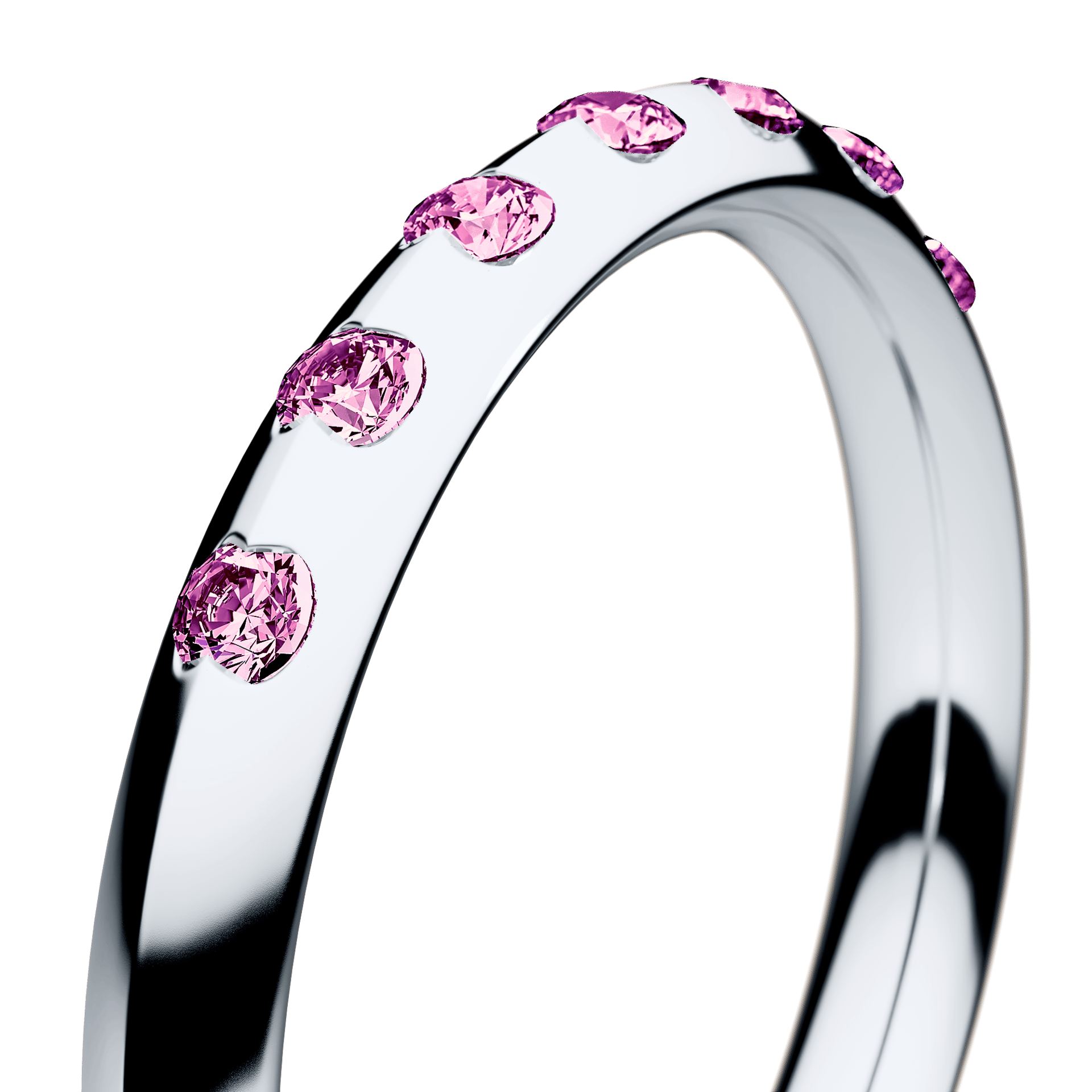 Obrączka z diamentami Baby z białego złota 2,5mm z różowym diamentem laboratoryjnym