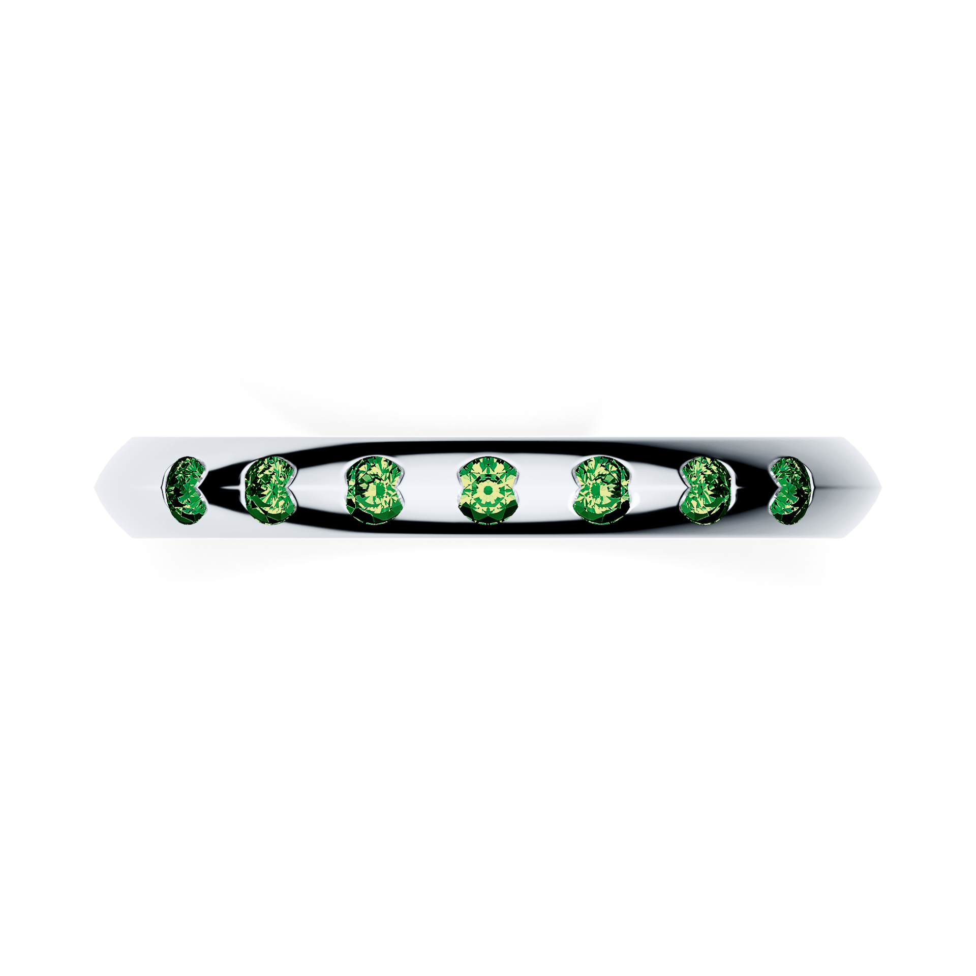 Obraczka z diamentami baby biale zloto diament lab zielony ciemny 7szt 03